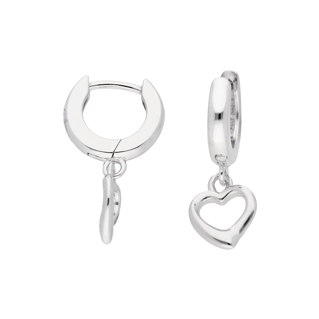 Adelia´s Paar Ohrhänger »925 Silber Ohrringe Creolen Herz Ø 11,8 mm«, Silberschmuck für Damen