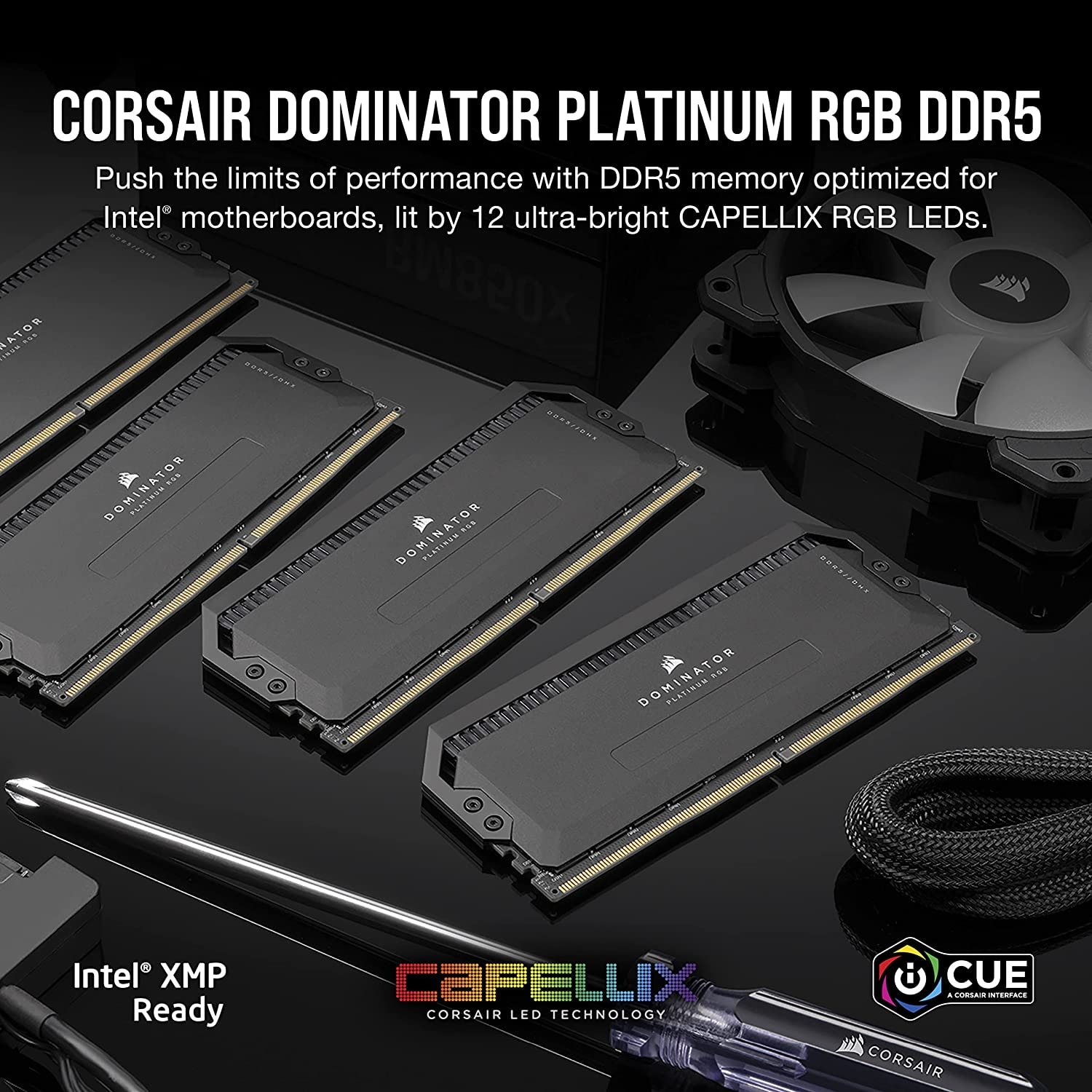 Corsair Arbeitsspeicher »DOMINATOR PLATINUM RGB DDR5 6000 32GB (2x16GB)«, RGB Beleuchtung ICUE, Intel optimiert