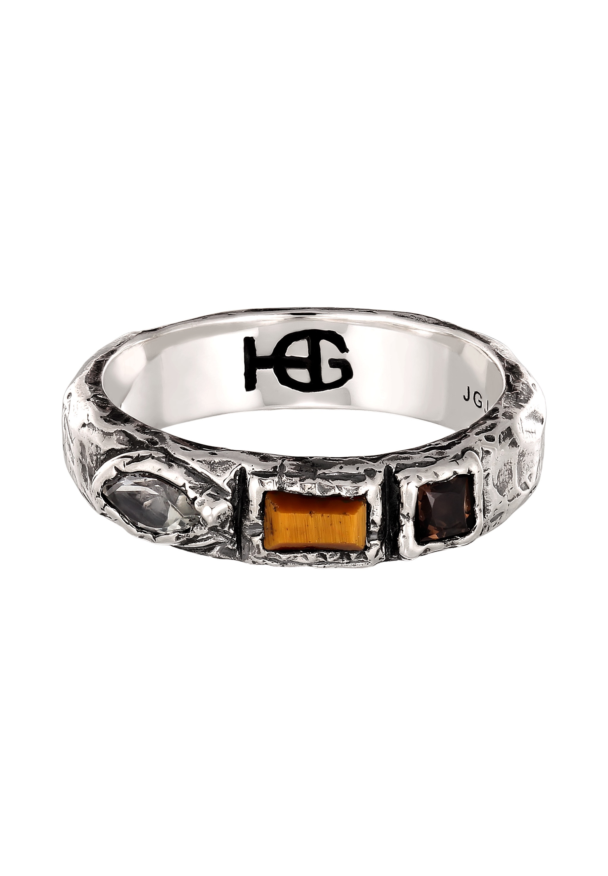 HAZE & GLORY Partnerring »Ring Ring Unisex Quarz Braun 925 Sterling Silber«
