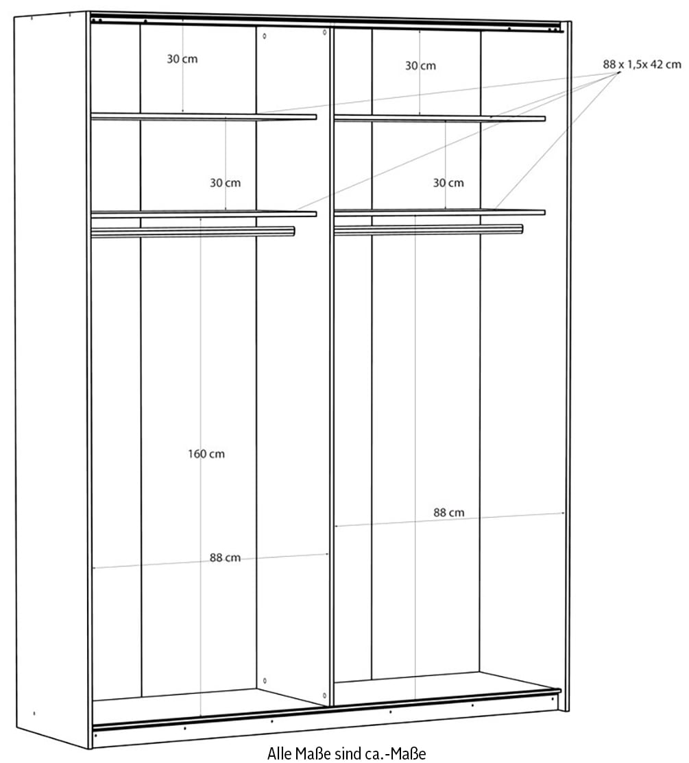 FORTE Schwebetürenschrank »Fittio. Made in Europe, 2 Schiebetüren, modernes Design«, Höhe 2,35 mtr, stehende Montage, Spiegel
