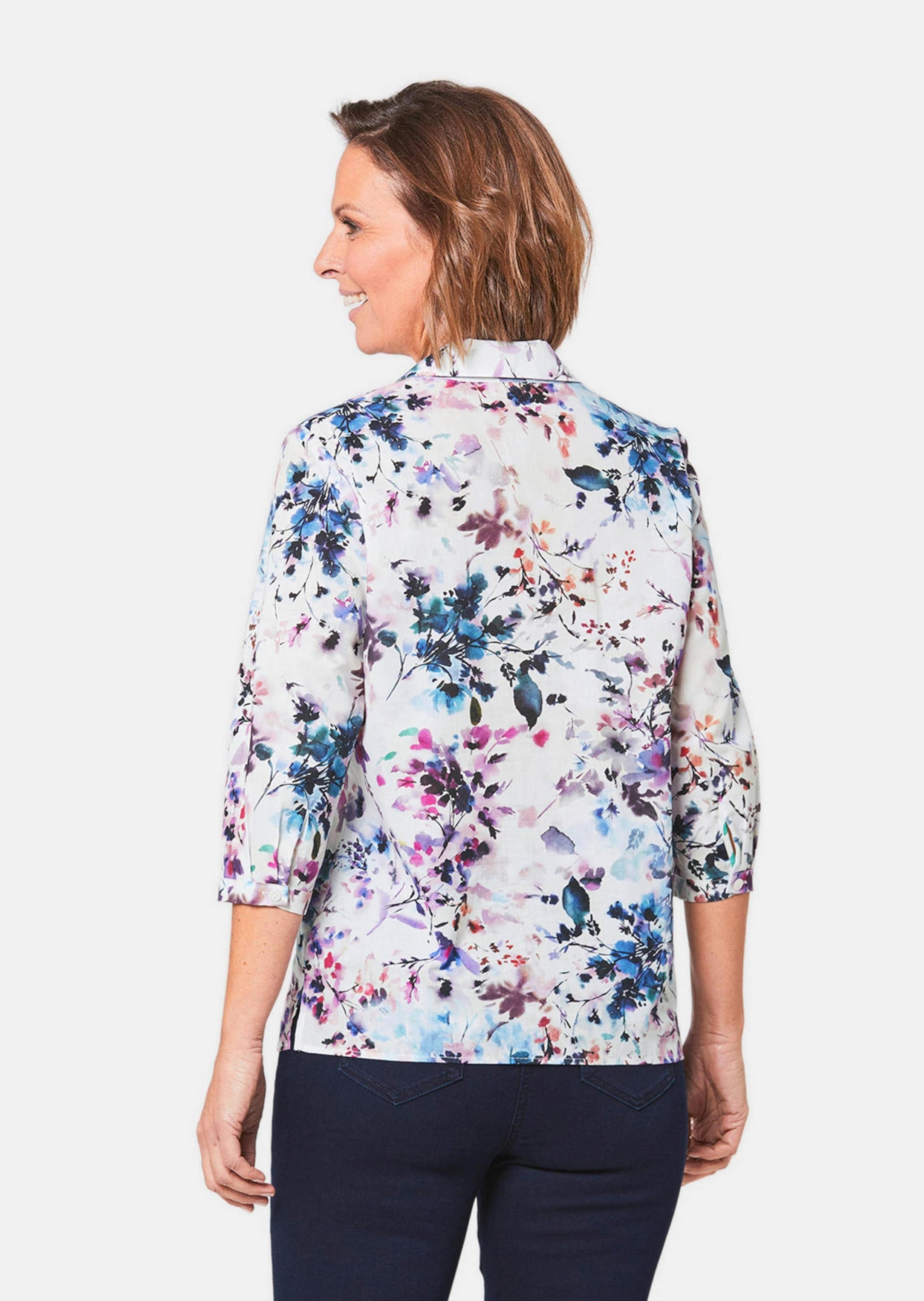 GOLDNER Hemdbluse »Druckbluse Fein gemusterte Bluse aus Baumwolle«