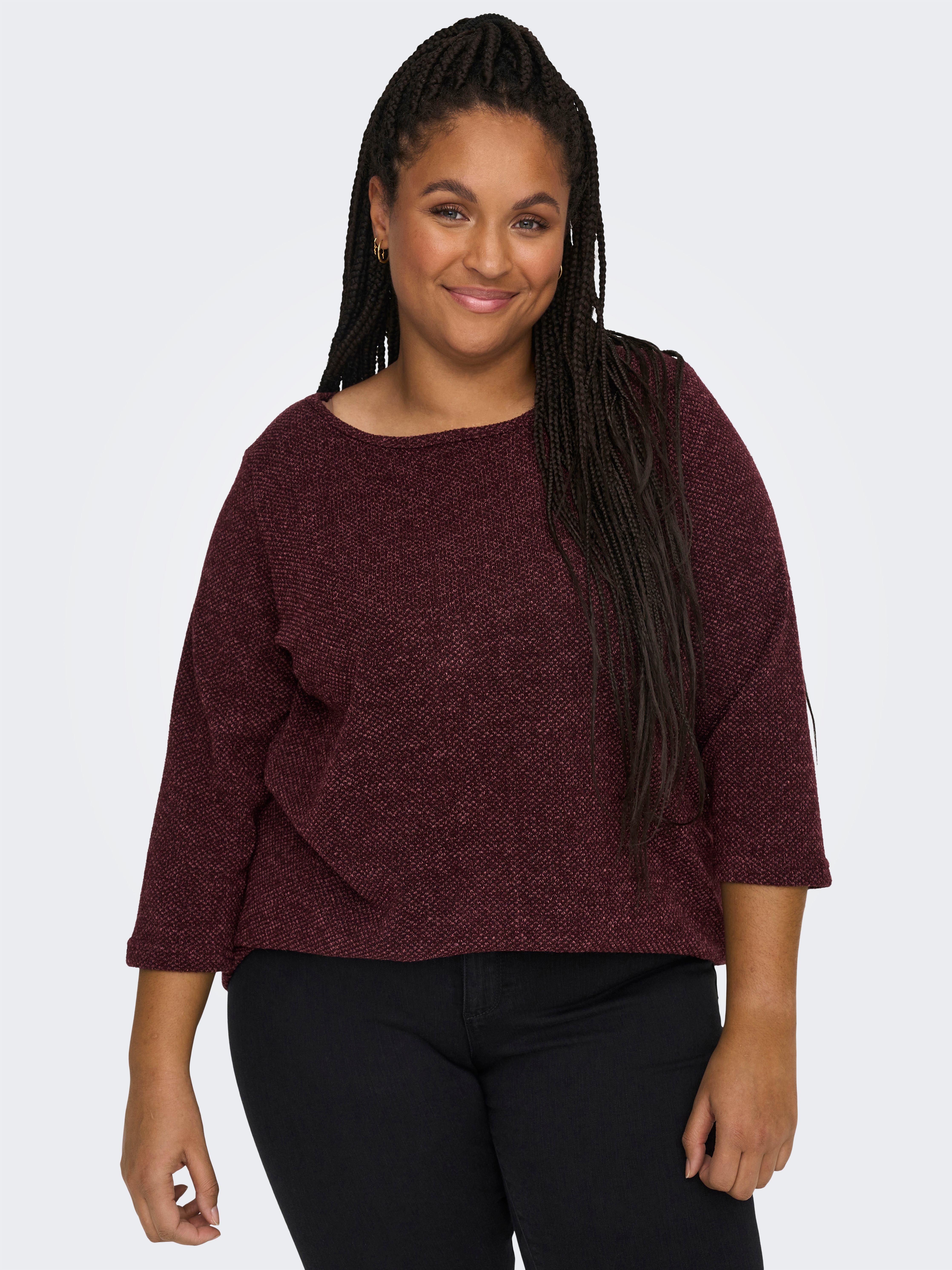 ONLY CARMAKOMA 3/4-Arm-Shirt "CARMARTHA 3/4 TOP" Kunstfaser, loose fit