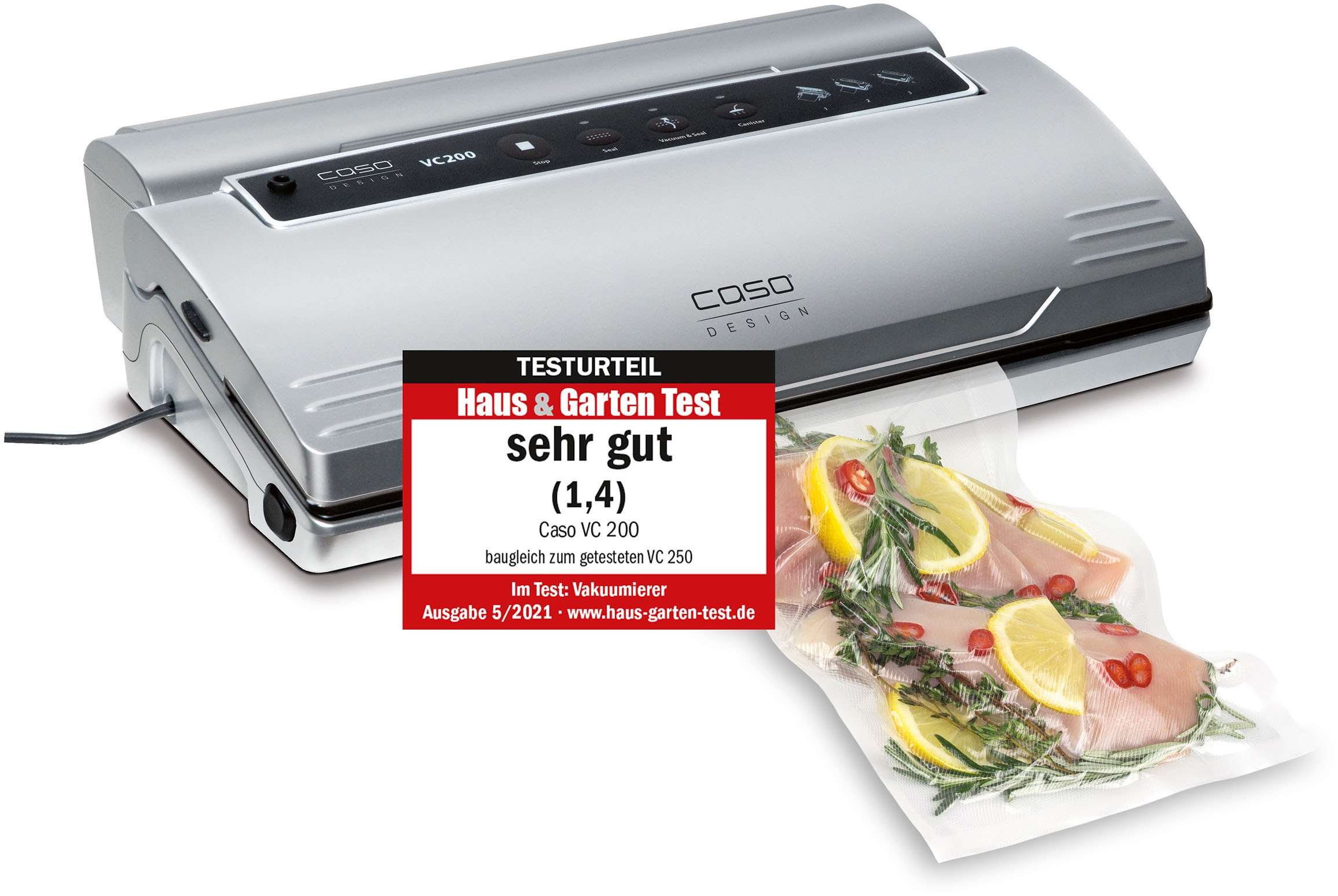 Caso Vakuumierer "VC 200" 120 W Rollenbreite max. 30 cm bei beliebiger Läng günstig online kaufen