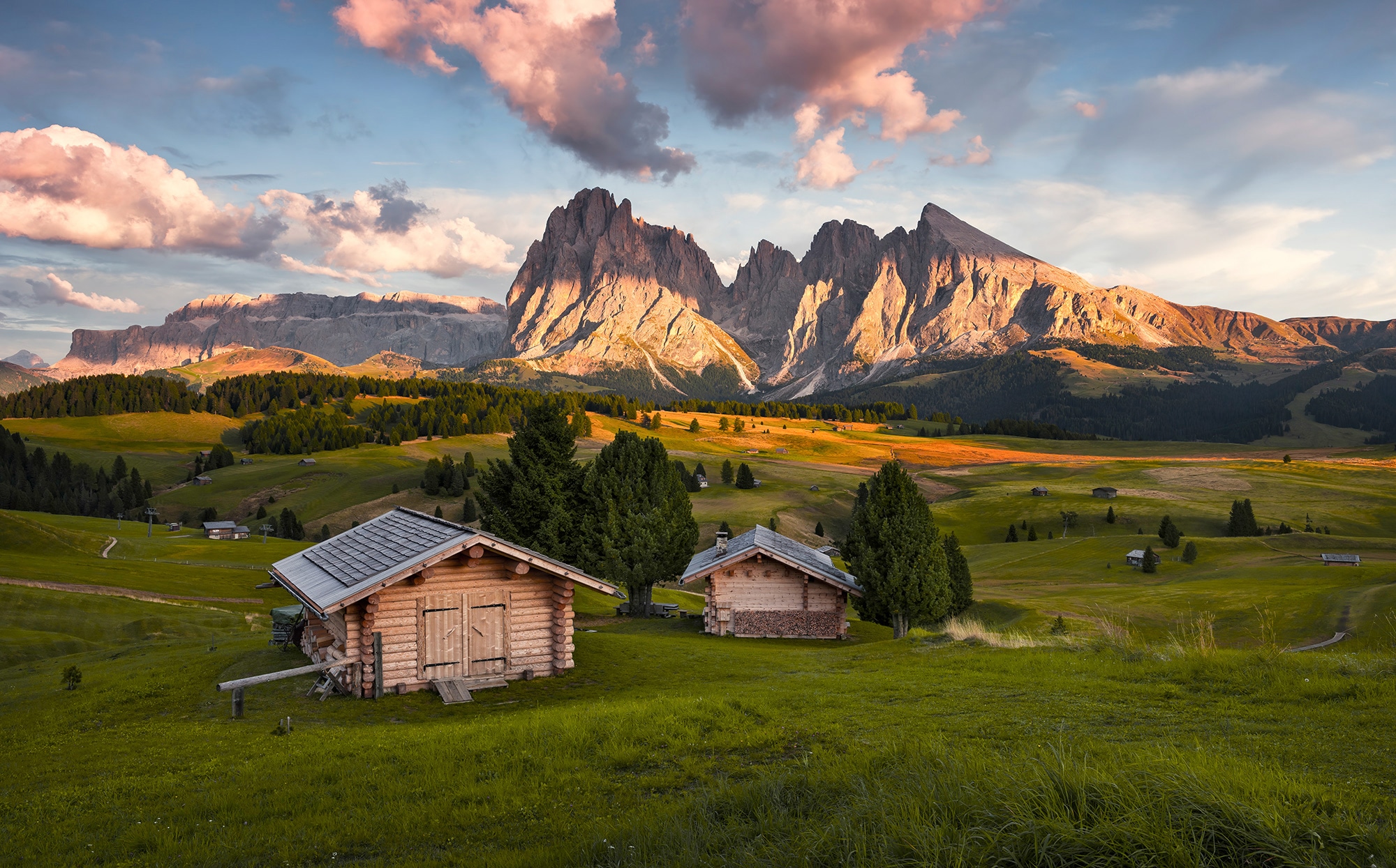 Komar Vliestapete "Dolomitentraum", 450x280 cm (Breite x Höhe), Wohnzimmer, Schlafzimmer