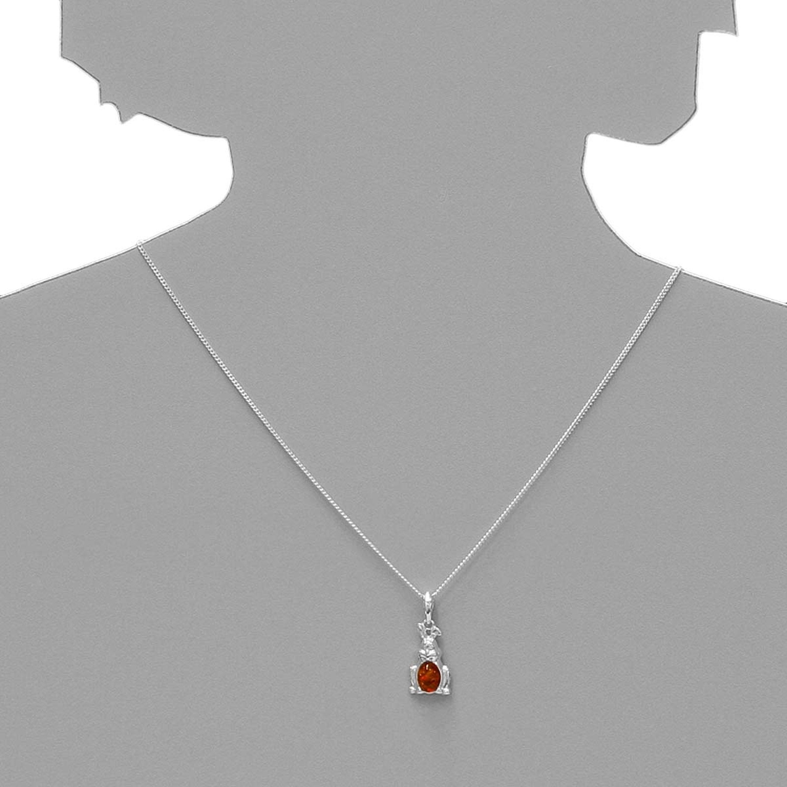 Kette mit Anhänger OSTSEE-SCHMUCK "- Hase - Silber 925/000 - Bernstein" Gr. 45, silber (silber 925, silberfarben, weiß), Schmuck_Sets, Damen, 45, Silber 925 (Sterlingsilber) 5