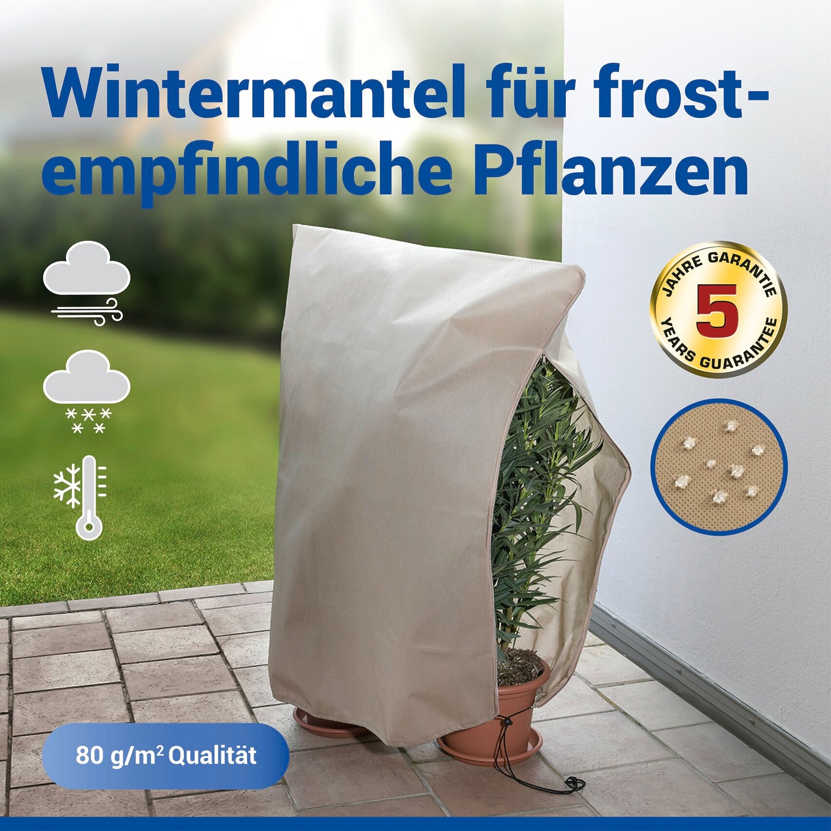 Maximex Winterschutzhaube »Pflanzenschutz-Vlies, 100x120 cm« reißfestes Vlies, mit Reißverschluss und Zugband, BxH: 100x120 cm