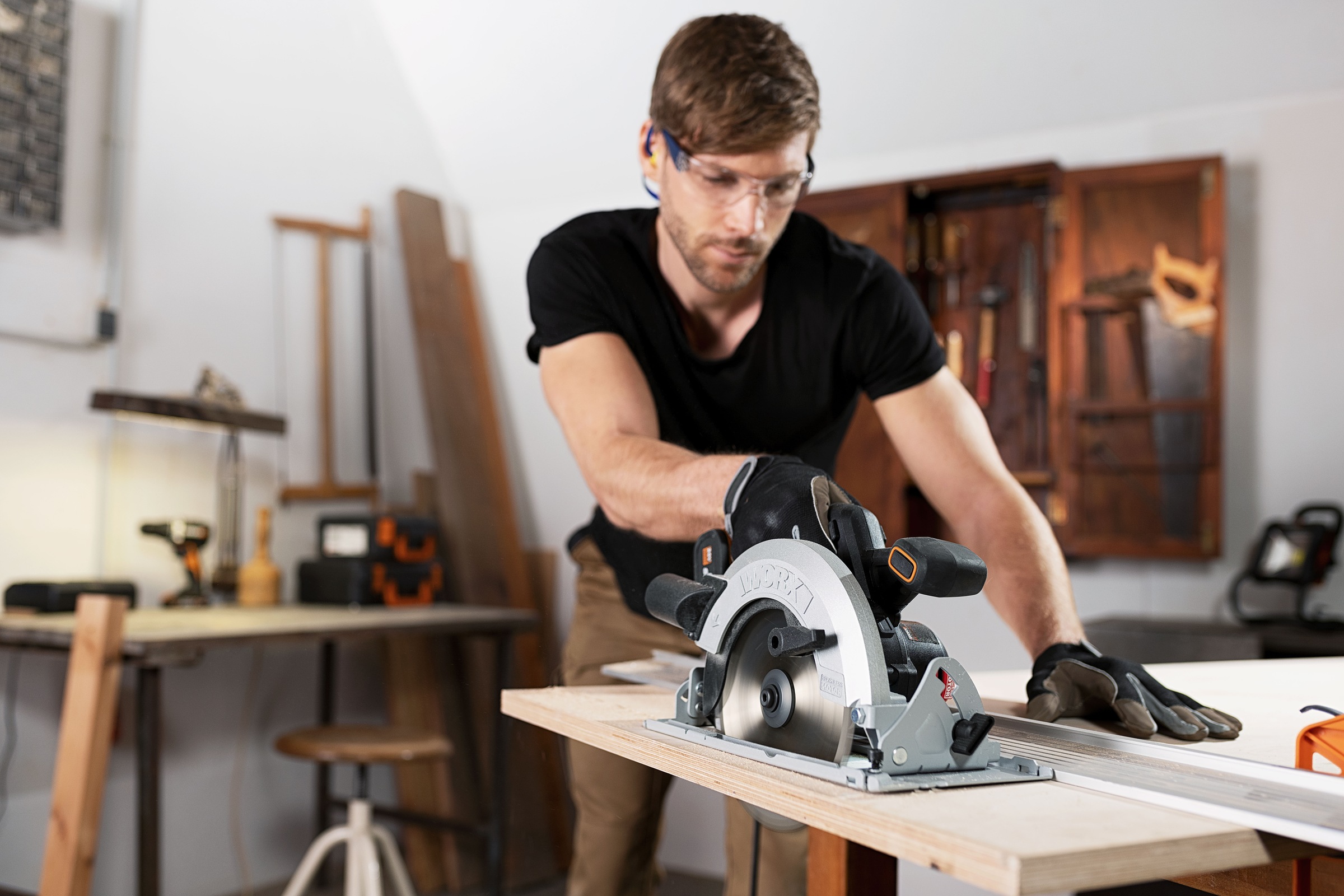 Worx Akku-Handkreissäge »WX520 NITRO«, 190 mm Sägeblatt, 0-57° Schrägschnitte, inkl. Akku & Schnellladegerät