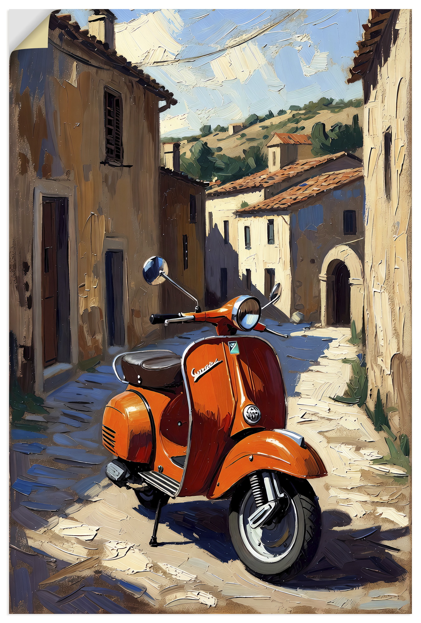 Artland Wandbild "Roter Motorroller im Süden von Italien" 1 Stk. tlg. als Alubild, Leinwandbild, Poster, Wandaufkleber in verschied. Größen