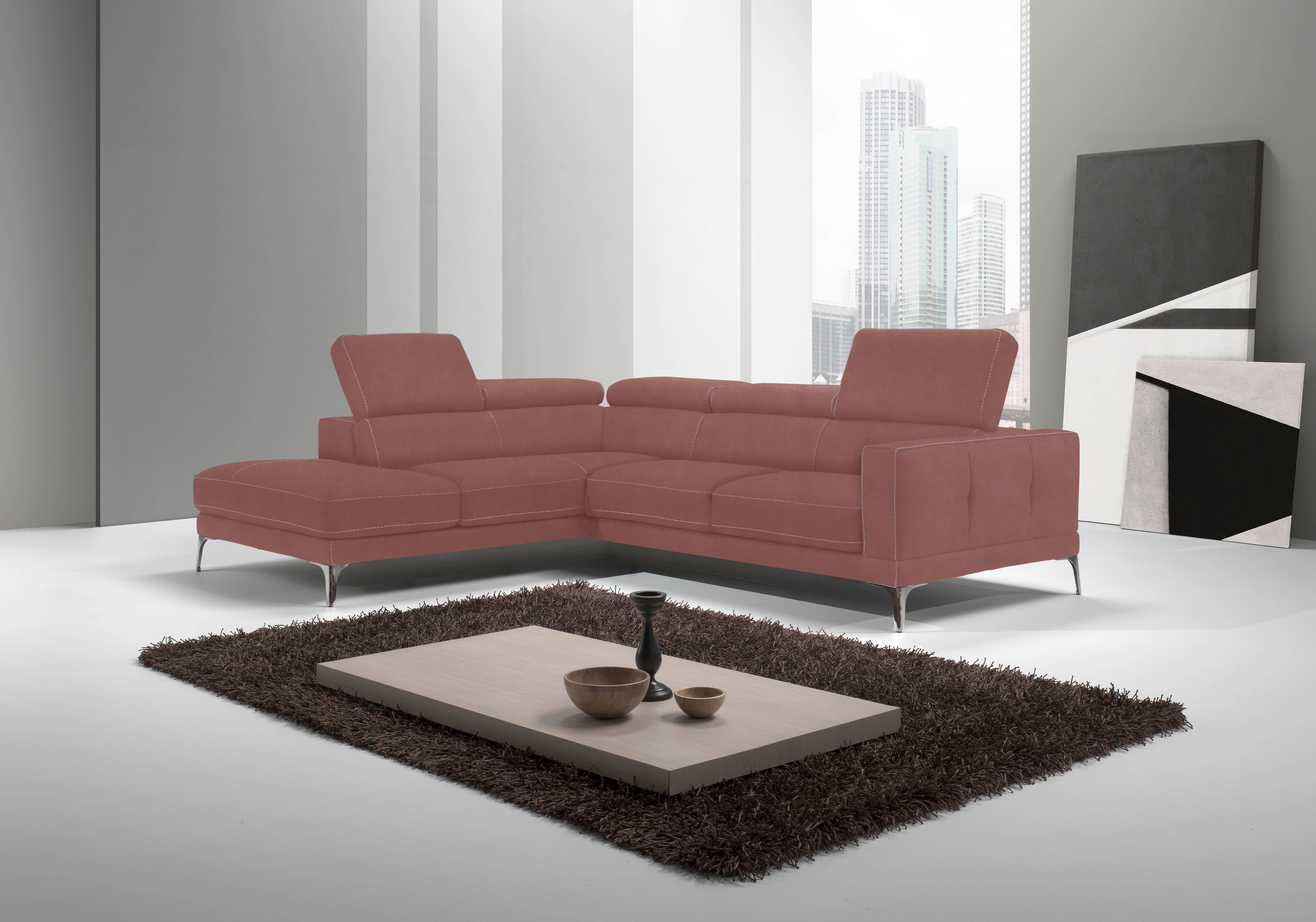 Egoitaliano Ecksofa "Claudie, Designsofa mit extrakomfortablem Sitzkomfort, L-Form" Inkl. Kopfteilverstellung, L-Form