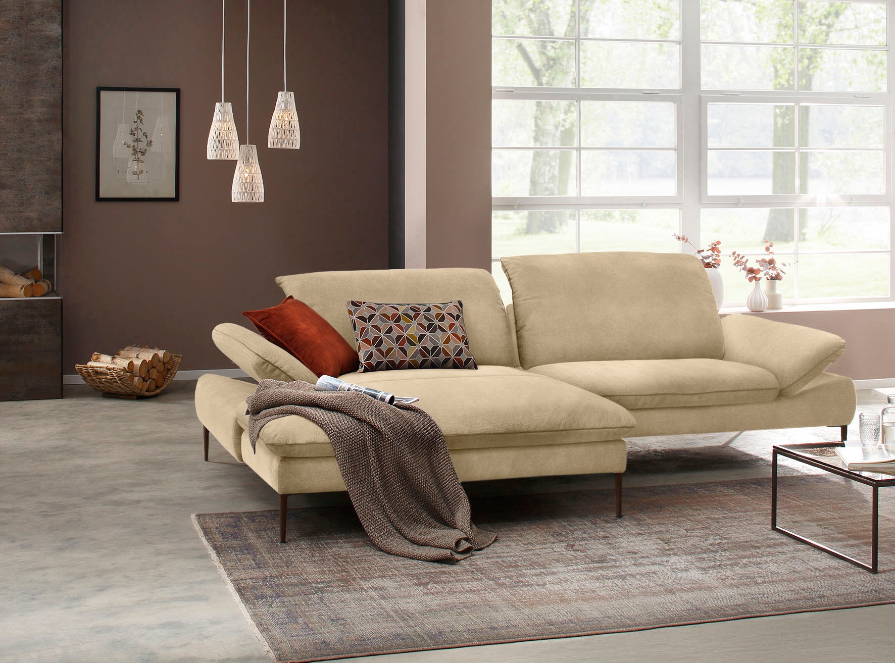 W.SCHILLIG Ecksofa "enjoy&MORE, Designsofa, elegant und bequem, L-Form" Sitztiefenverstellung, Füße bronze pulverbeschichtet, Breite 294 cm