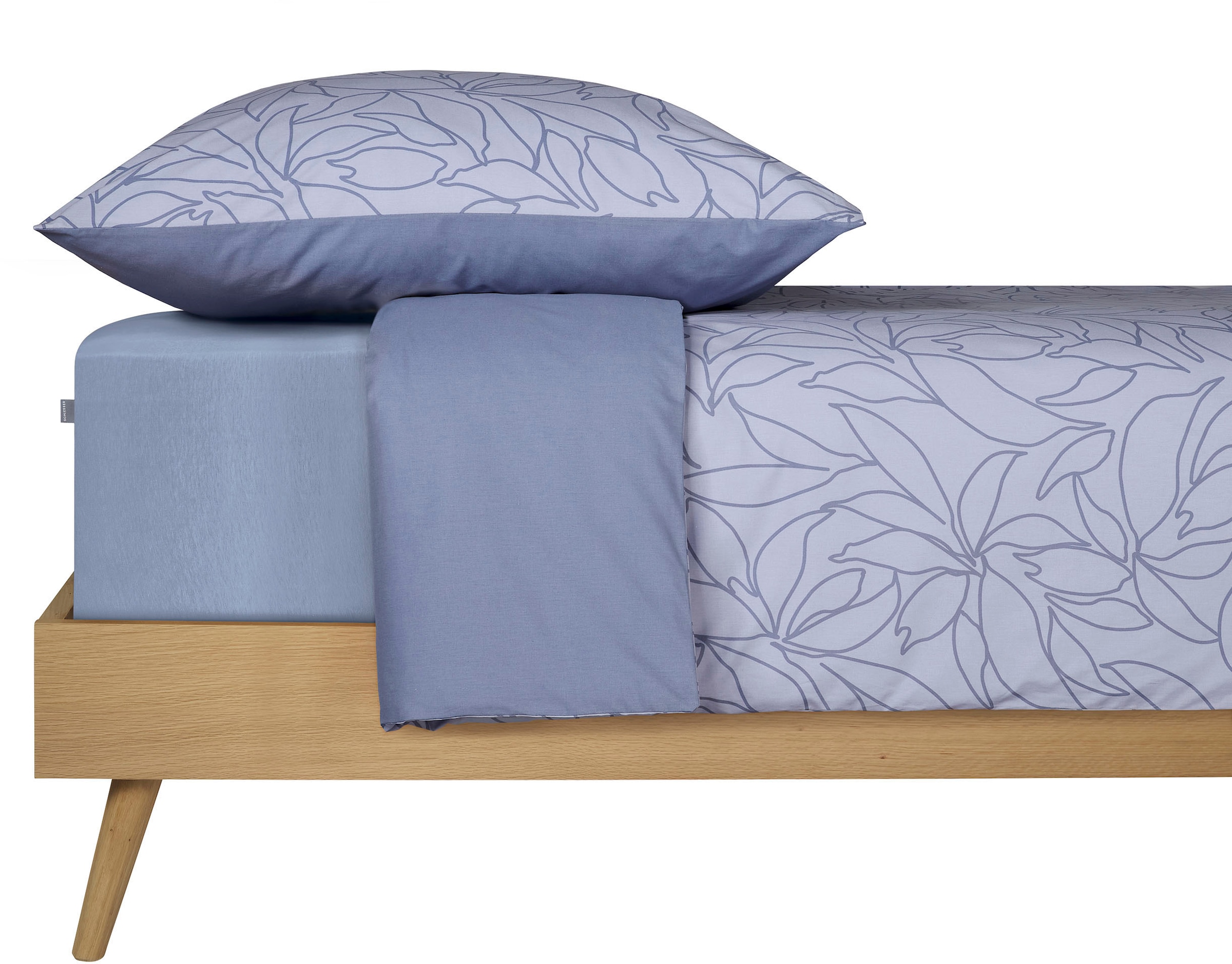 Schiesser Wendebettwäsche »Leaves aus weicher Baumwolle mit schlichtem Botanikprint«, Made in Green