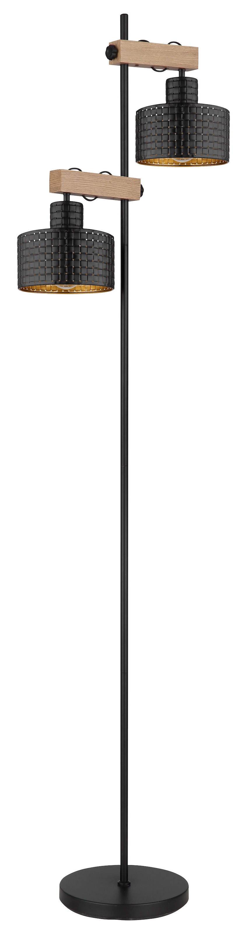 GLOBO LIGHTING Stehlampe »RIELLY«, Leuchtmittel E27 | ohne Leuchtmittel, Stehleuchte/Holz/Metall/goldfarben/höhenverstellbar