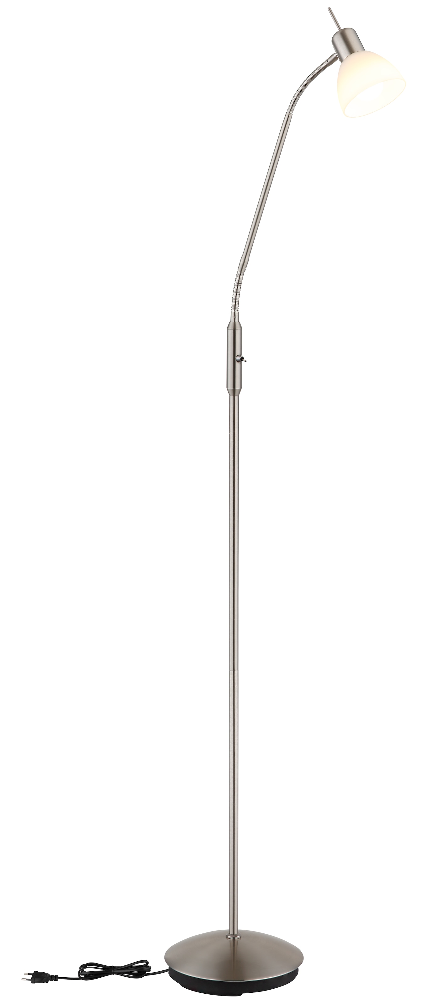 NOWA Stehlampe »MALTE« E14 1 Stk. Warmweiß Stehleuchte Nickel matt mit Glas opal, E14 LED 5W, Flexo