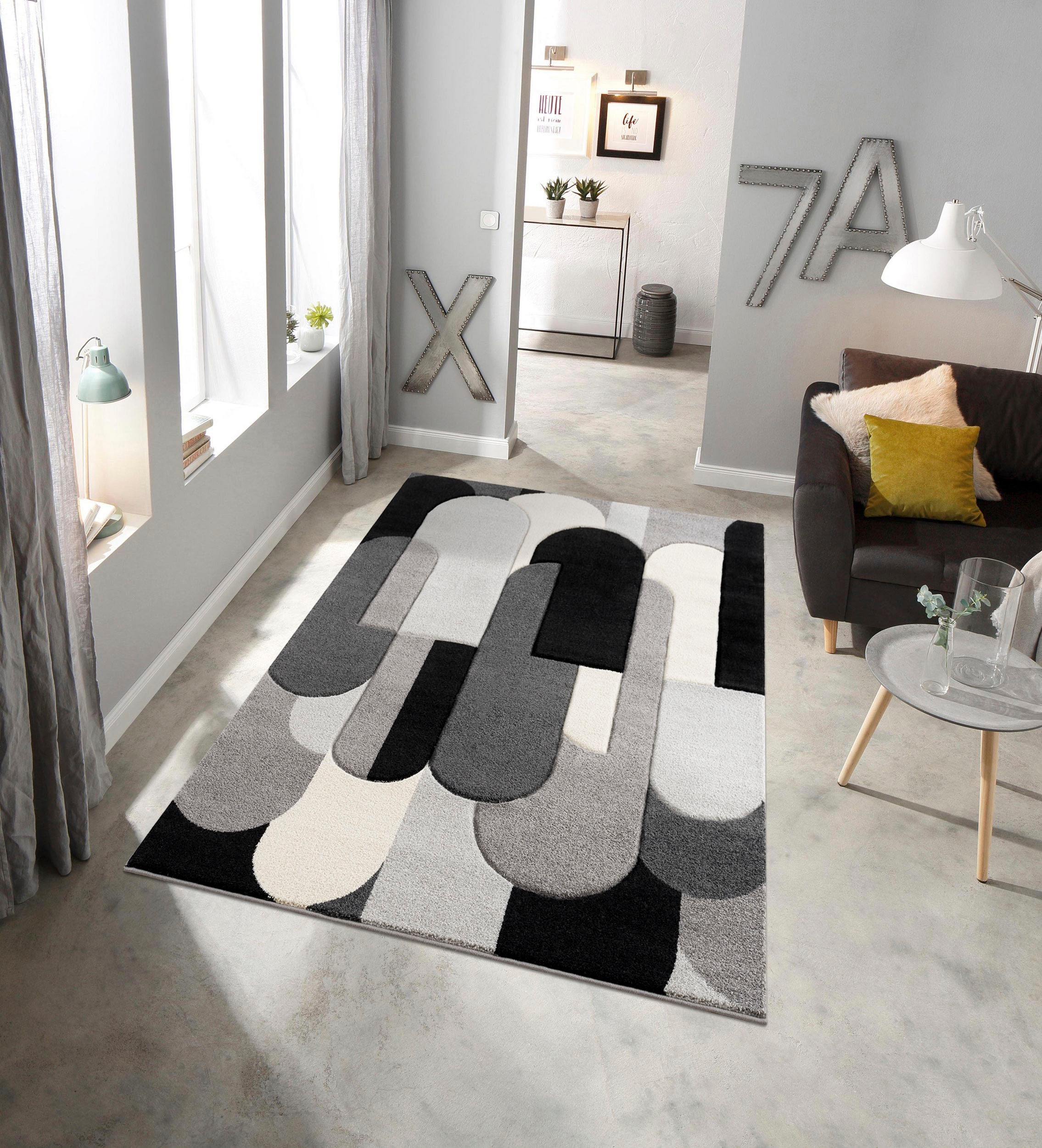 my home Teppich »Pautz«, rechteckig, handgearbeiteter Konturenschnitt,  Hoch-Tief-Effekt, wende-Teppich bestellen | BAUR
