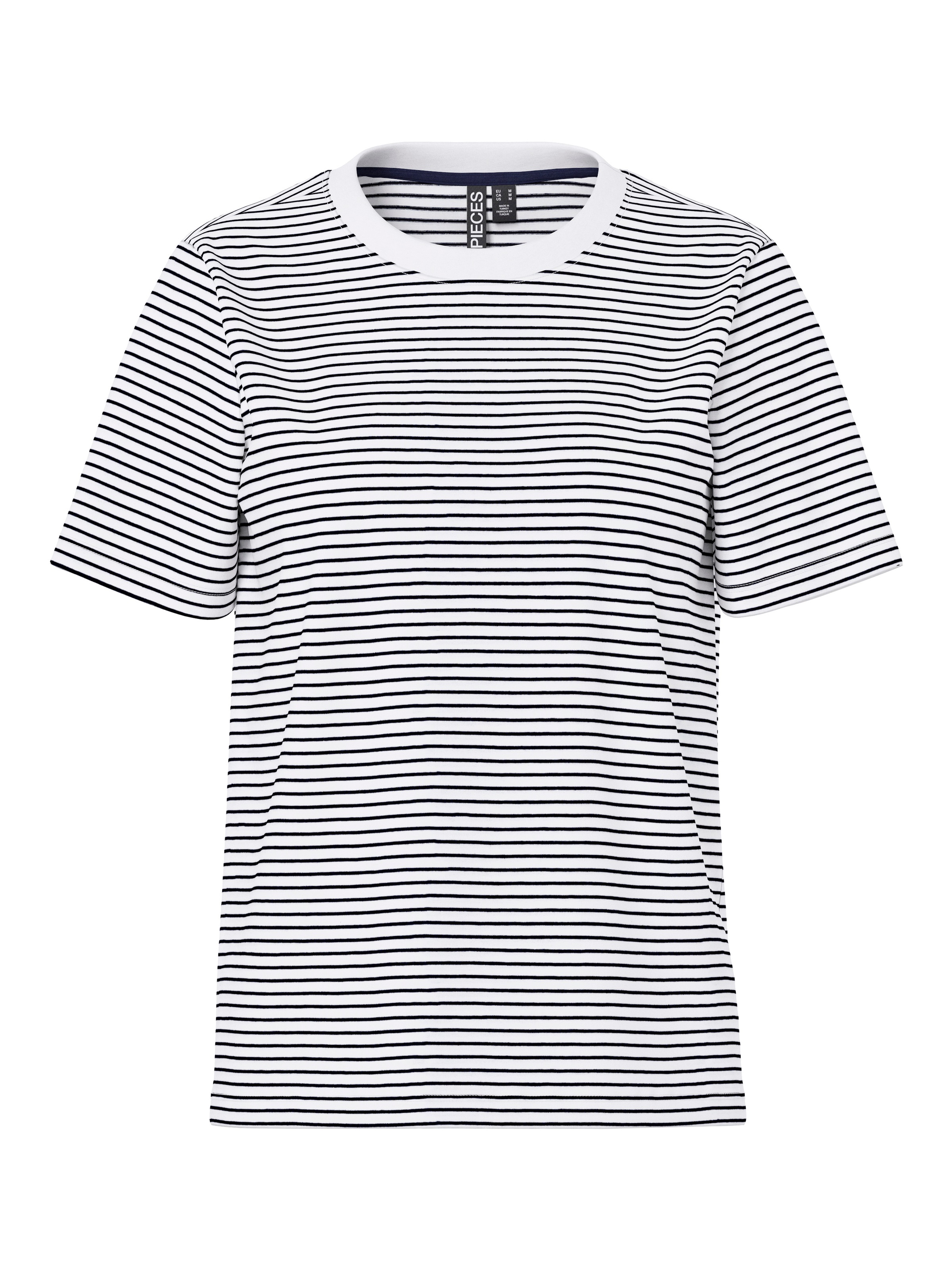 pieces Kurzarmshirt »PCRIA SS TEE STRIPES NOOS BC« Baumwolle, regular fit