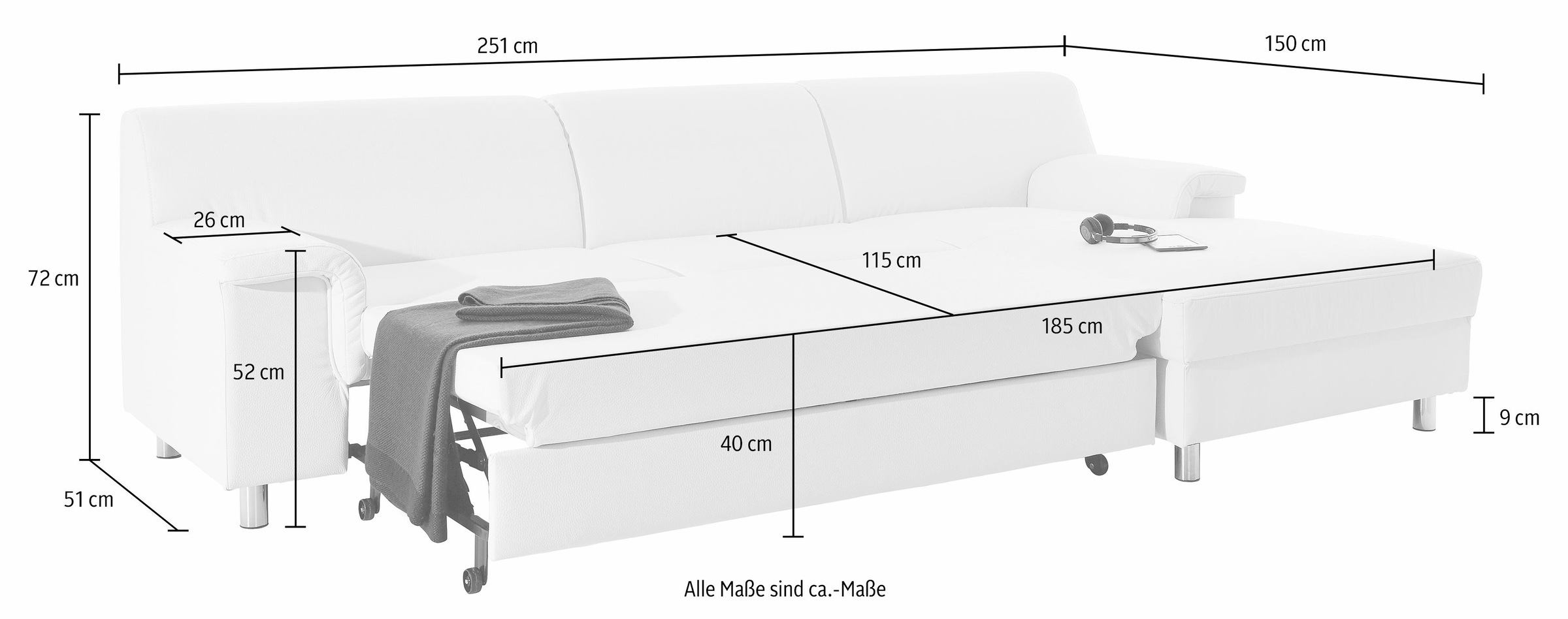 INOSIGN Ecksofa »Jamie, modern und elegant, Fußhöhe 9cm, L-Form,«, wahlweise mit Bettfunktion