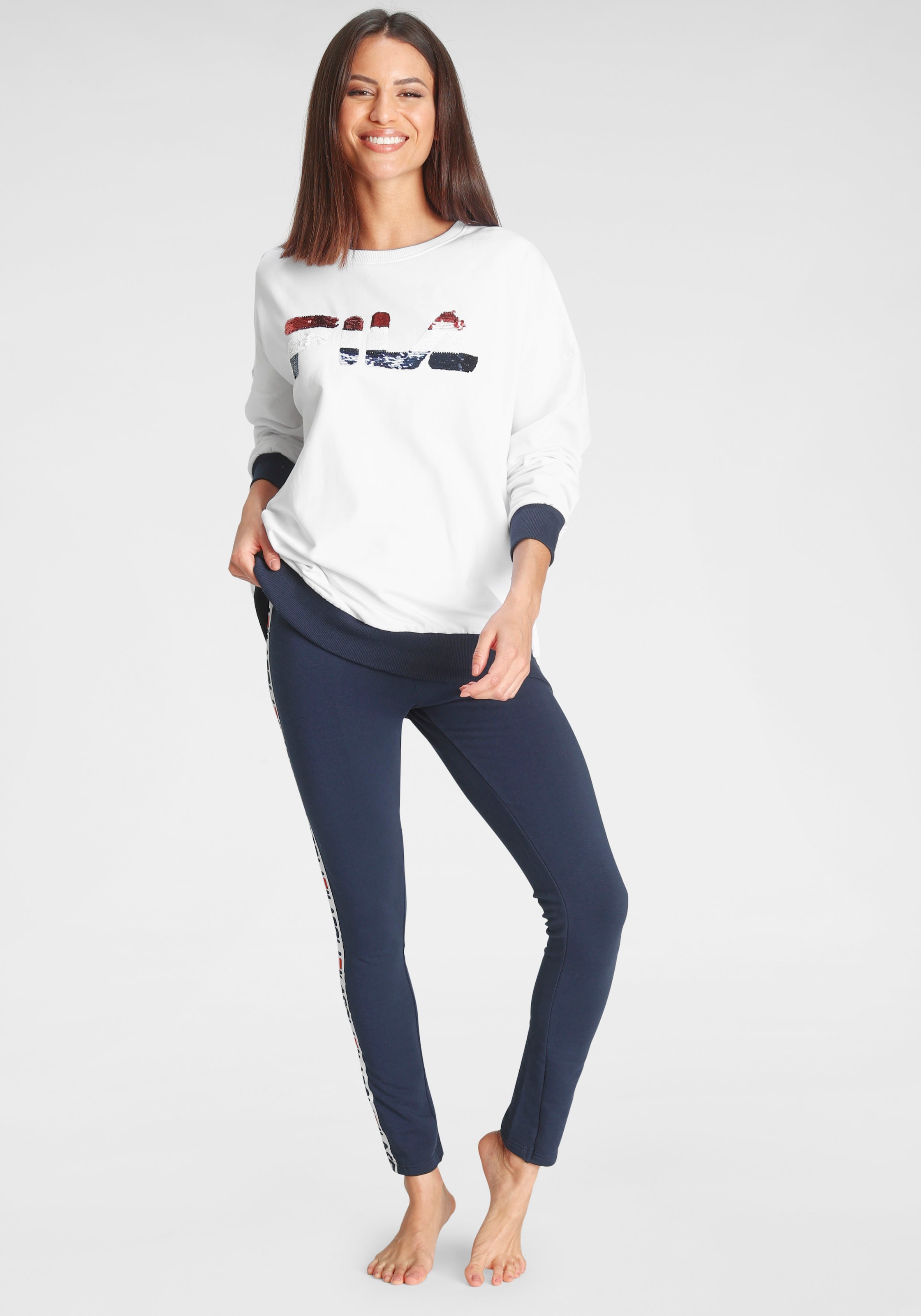 Fila Loungeanzug, 2 Stk. mit Pailetten-Logo-Motiv günstig online kaufen