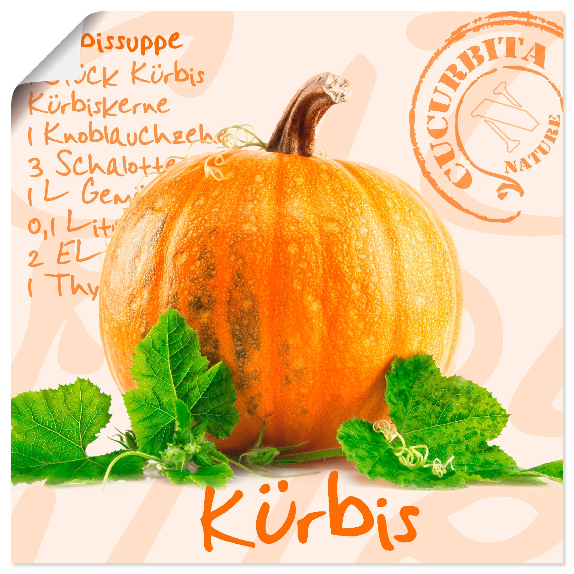 Artland Paveikslas »Gelber Kürbis su grünen Bl...