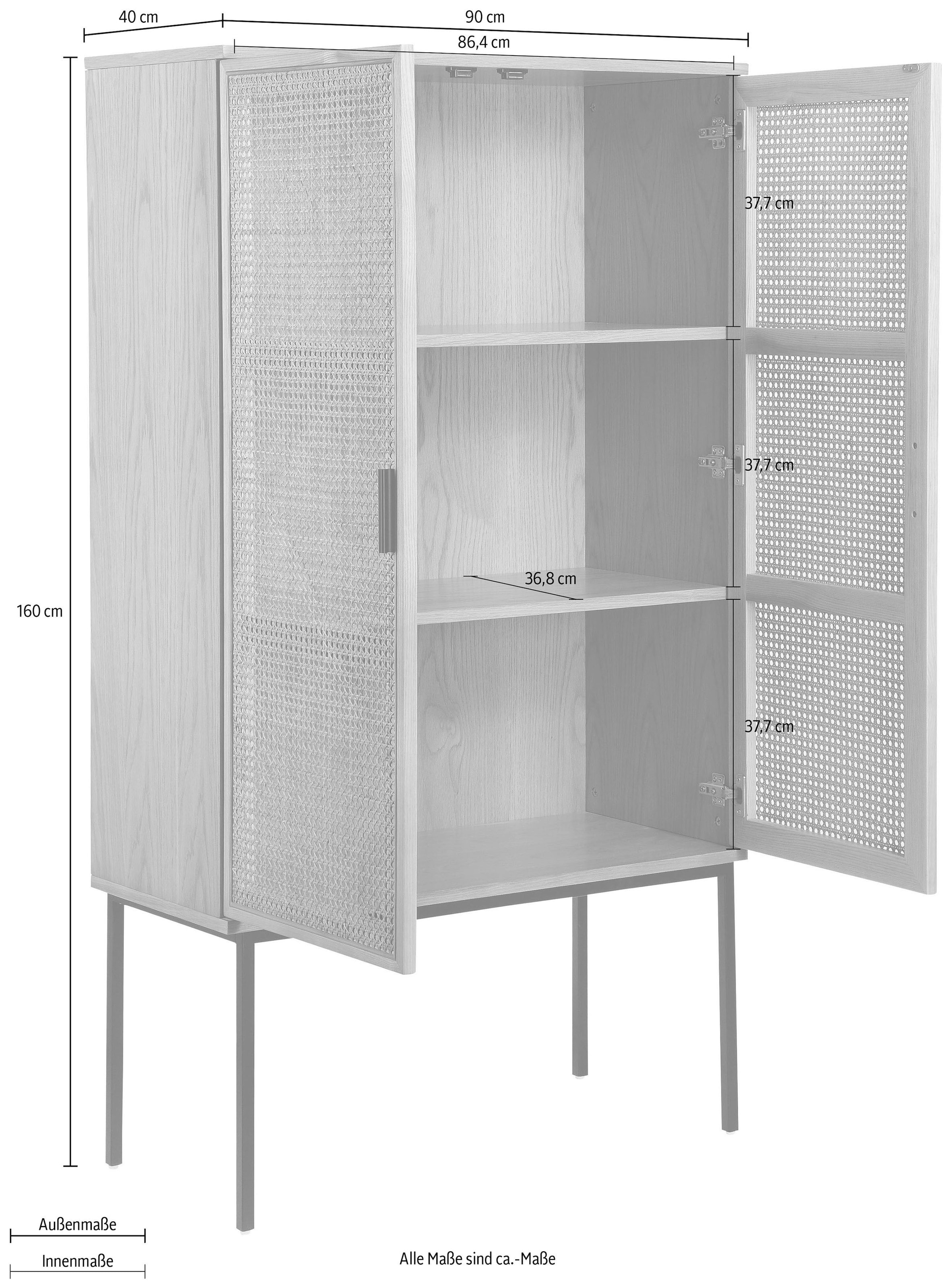 INOSIGN Highboard »Keylea«, Eschenholz-Details, robustem Metallgestell, FSC-zertifiziertem Holz