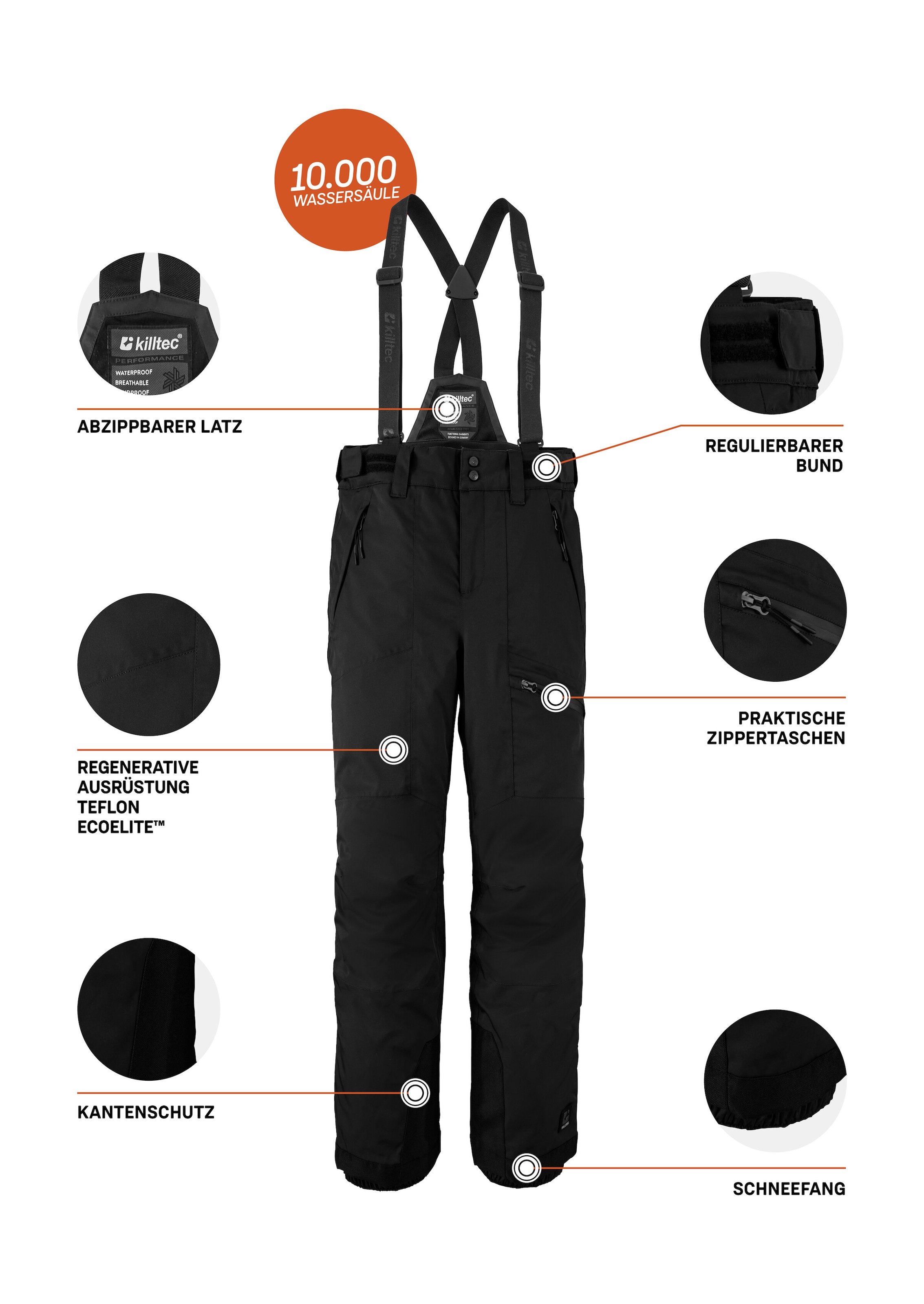 Killtec Skihose »Boys Skihose 242«  Wasserdichte Skihose mit abnehmbarem Latz und verstellbarem Bund
