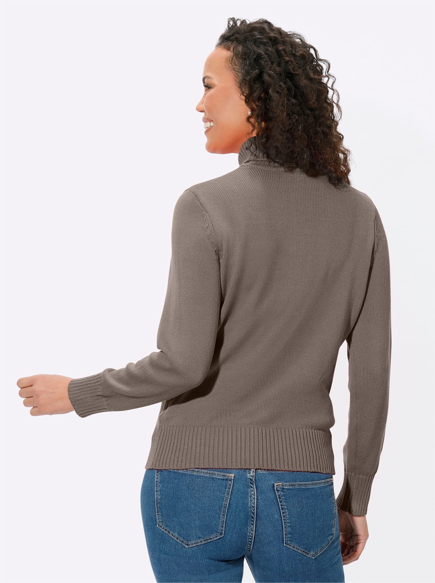 Rollkragenpullover CASUAL LOOKS "Pullover", Damen, Gr. 48, grau (taupe, meliert), 50% Baumwolle, 50% Polyacryl, meliert, unifarben, figurumspielend, Pullover Rollkragenpullover 2