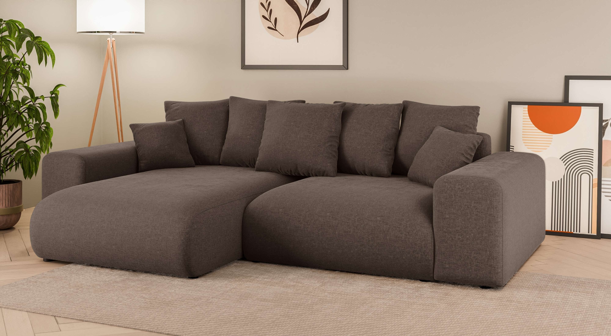 Home affaire Ecksofa »LAKESIDE mit Bettfunktion und Bettkasten, B/T/H 257/166/84 cm«, L-Form, Recamiere beidseitig montierbar, mit Wellenunterfederung