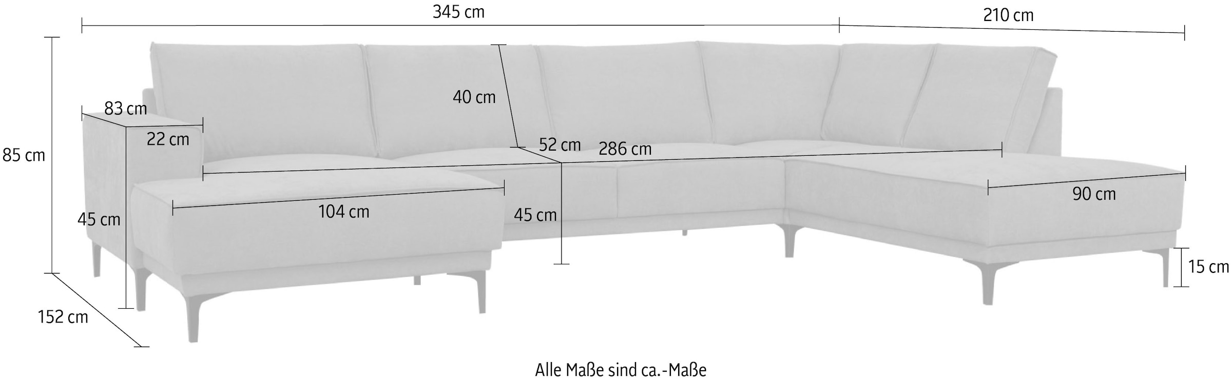 Places of Style Wohnlandschaft »Oland«, XXL, im zeitlosem Design und hochwertiger Verabeitung