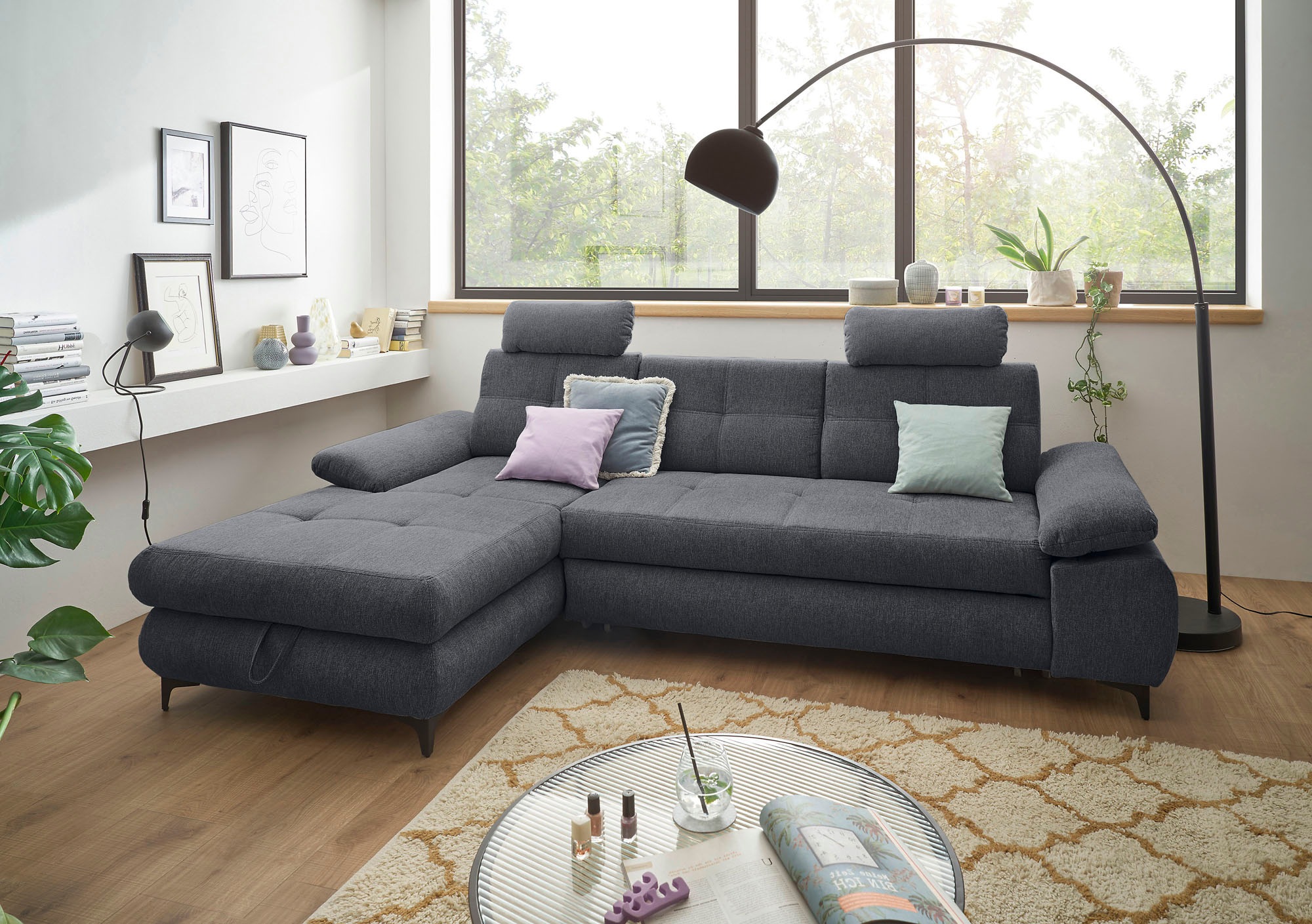 ED EXCITING DESIGN Ecksofa "Altona L-Form" mit Bettfunktion, Bettkasten, Ar günstig online kaufen