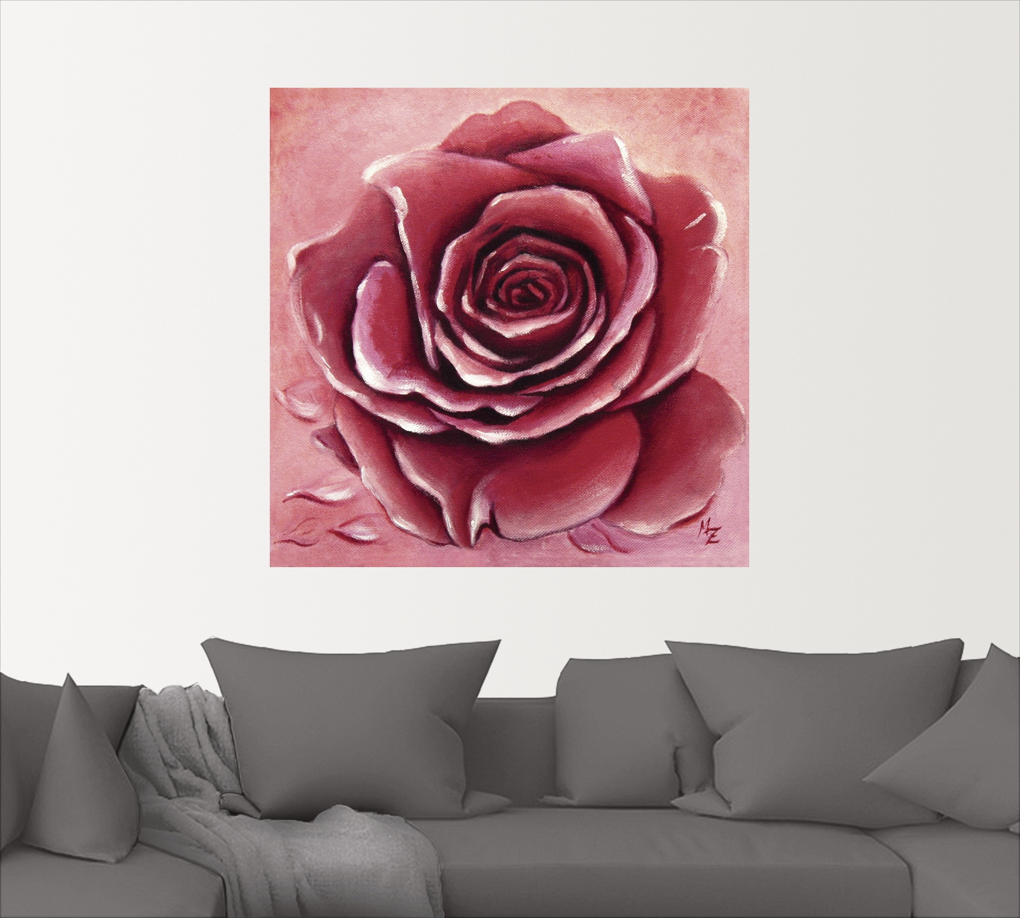 Artland Wandbild »Rote Rose handgemalt«, Blumen, (1 St.), als Alubild, Outdoorbild, Leinwandbild, Wandaufkleber, versch. Größen