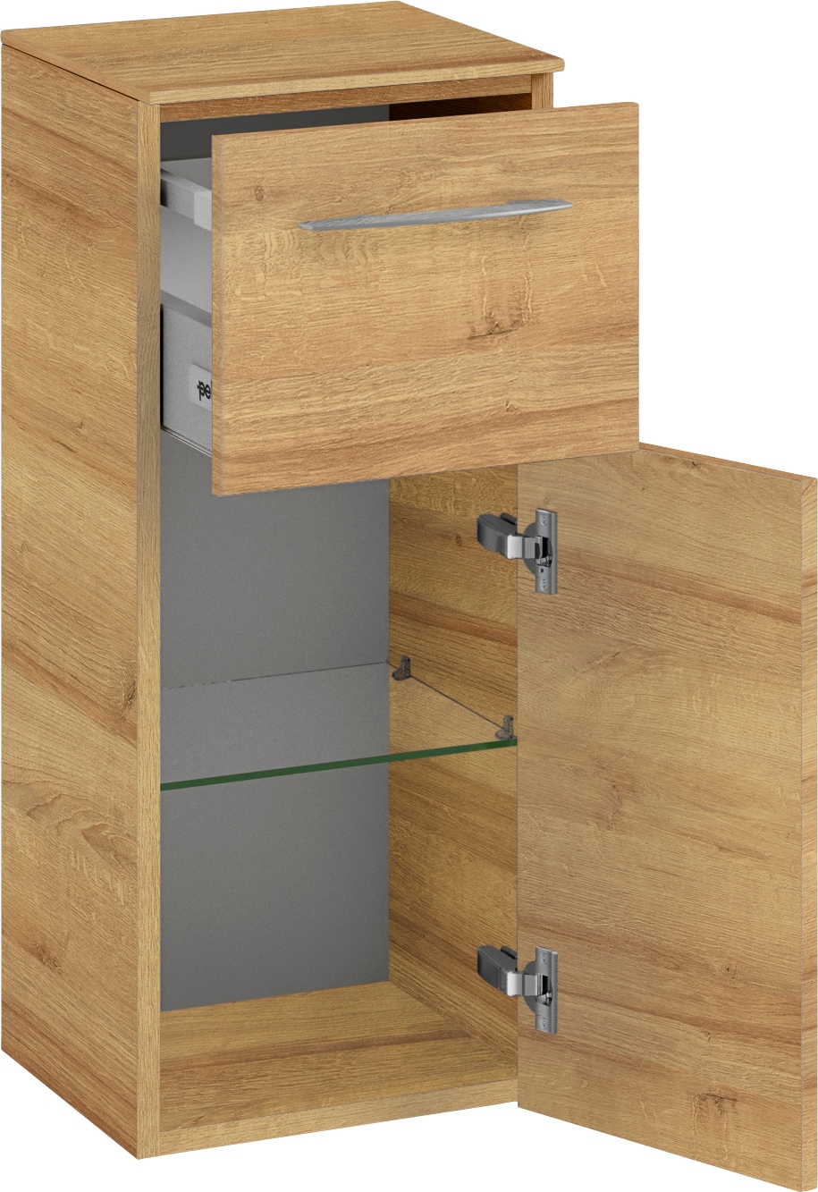 Saphir Badmöbel-Set »Cassca Sprint 3-teilig Mineralmarmor-Waschtisch mit LED-Spiegelschrank«, (4 St.), mit Unterschrank, 4 Türen, 3 Schubladen, inkl. Türdämpfer
