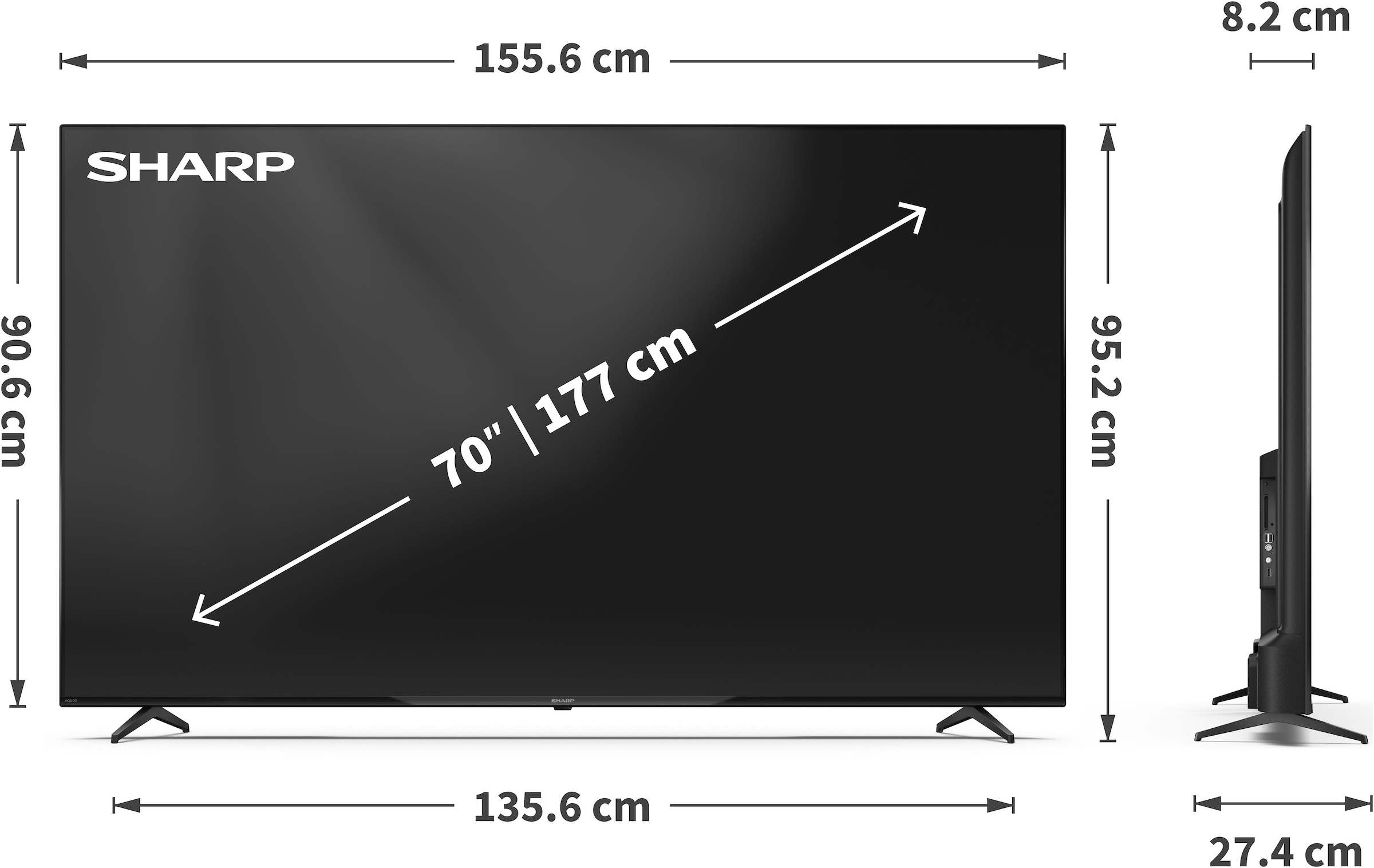 Sharp LED-Fernseher »4T-C70HLx« 177 cm/70 ″ Smart-TV