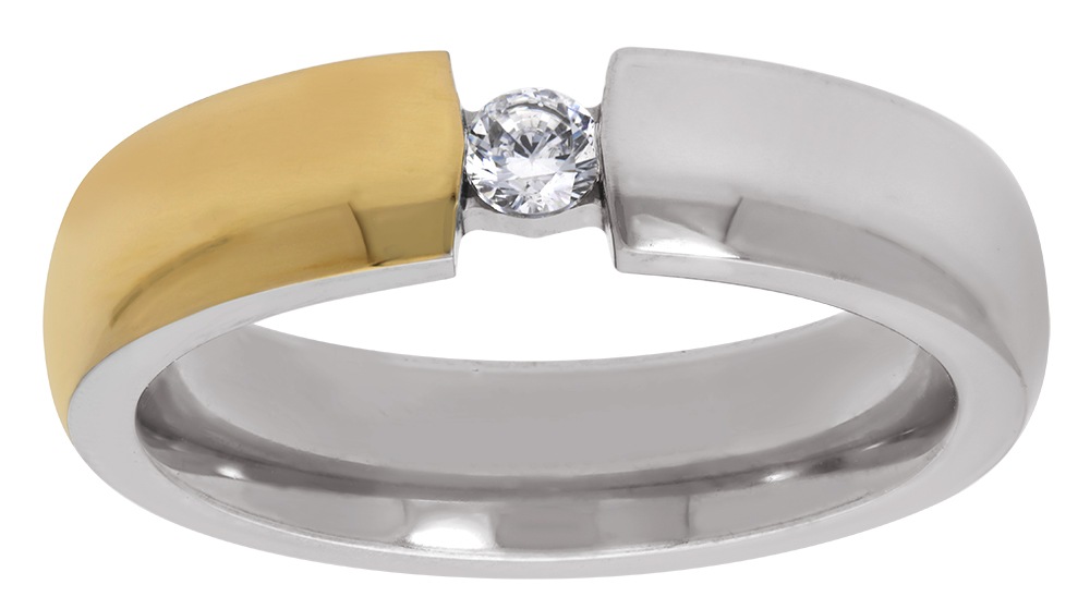 TITANIA Fingerring »Titanring« bicolor mit Zirkonia