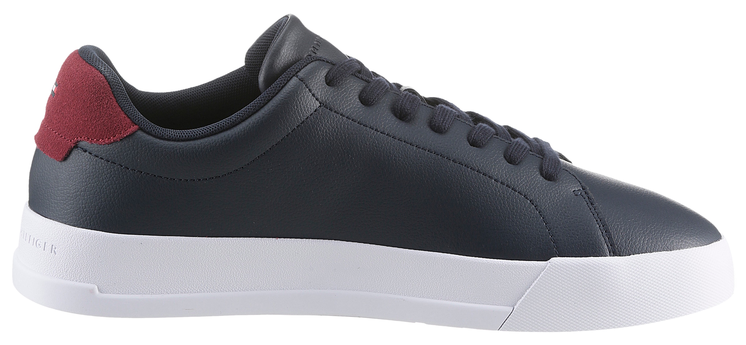 Tommy Hilfiger Plateausneaker »TH COURT LEATHER GRAIN ESS«, Freizeitschuh, Halbschuh, Schnürschuh mit Logoschriftzug