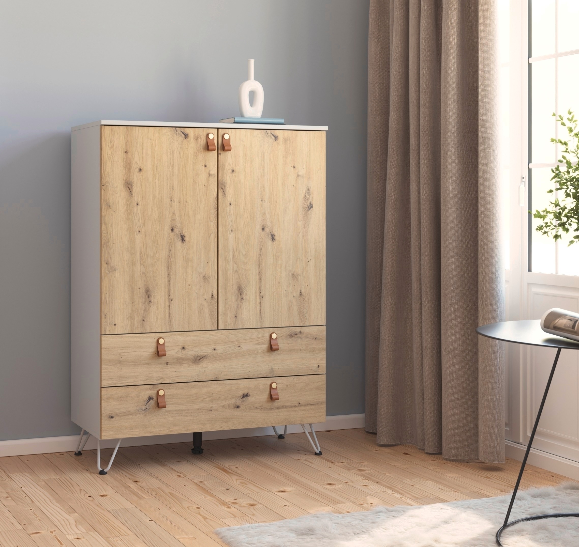 rauch Hochkommode "Homey by Aditio", mit Grifflaschen in Leder, 2 Schublade günstig online kaufen