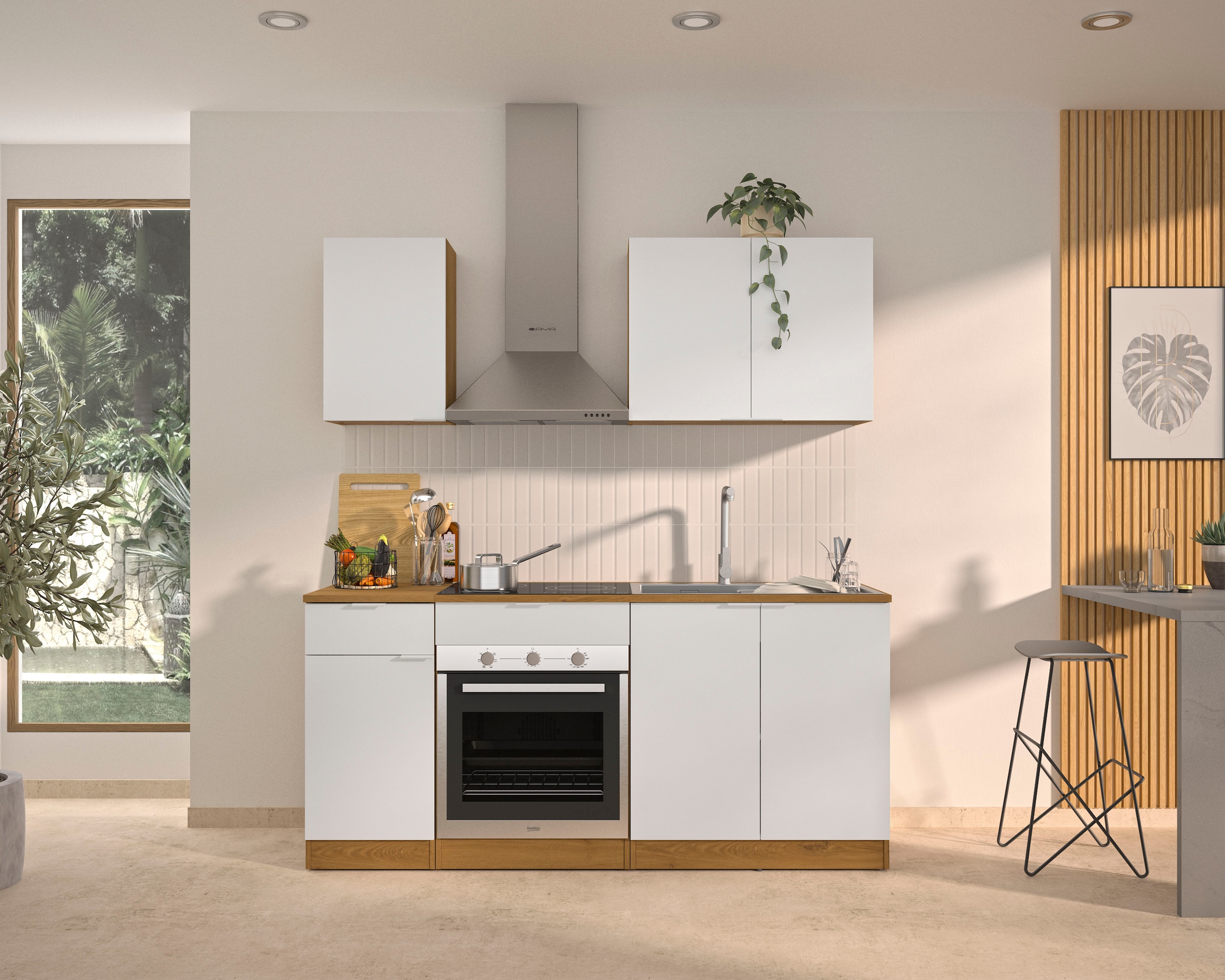 Gami Küchenzeile "180 cm EDEN ohne E-Geräte" mit melaminbeschichteter Oberf günstig online kaufen