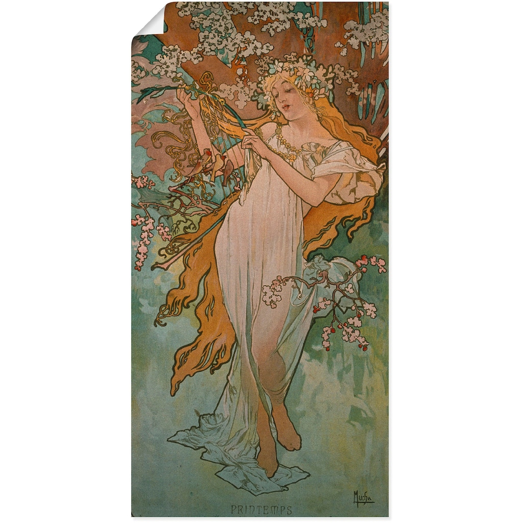 Artland Kunstdruck »Jahreszeiten: Frühling. 1896.«, Frau, (1 St.), als Alubild, Leinwandbild, Wandaufkleber oder Poster in versch. Größen