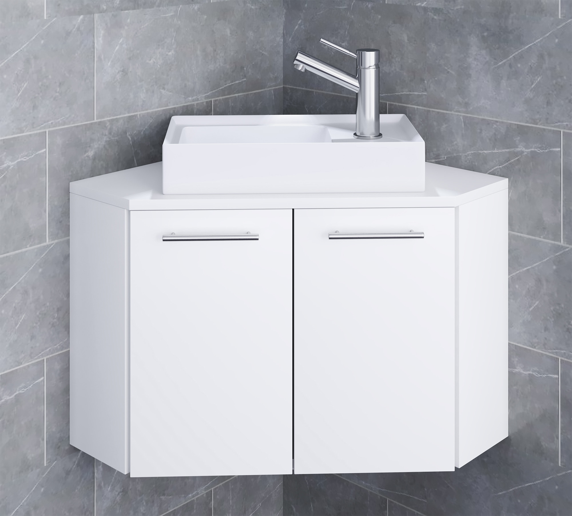 VCM Waschtisch »2-tlg. Eck Gäste WC Waschplatz Waschtisch Vilosa« 2 Stk. tlg.