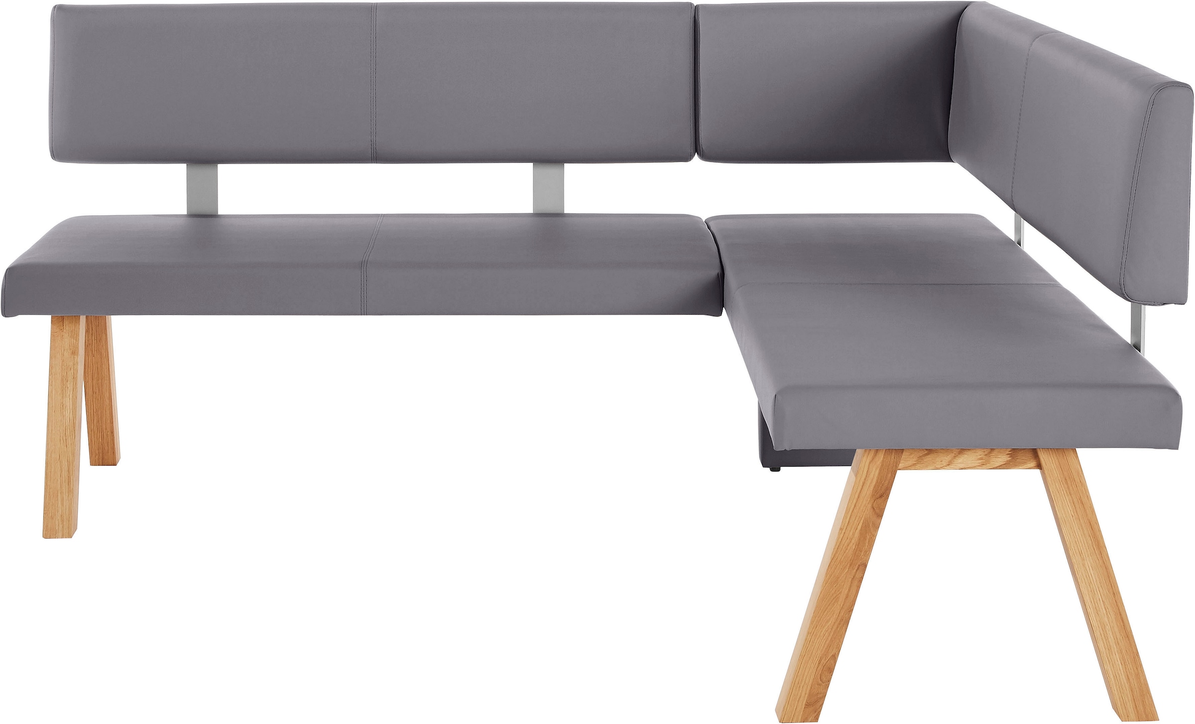 Eckbank OTTO HOME "Rio", grau, B:210cm H:89cm T:140cm, Sitzbänke, Eckbank, Massivholz in Eiche geölt, Esszimmerbank bequem gepolstert