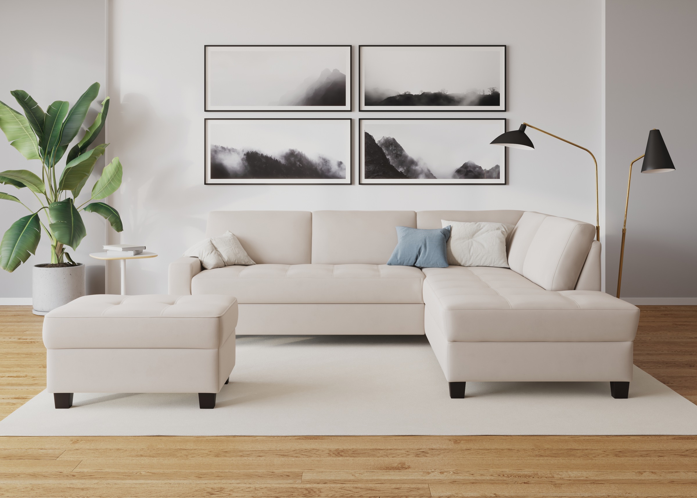 DOMO collection Ecksofa »Florentina zeitlos und elegant, Sitznähte als Designelement, L-Form«, wahlweise mit Bettfunktion, mit Kontrastnaht, Komfortsitzhöhe 47cm