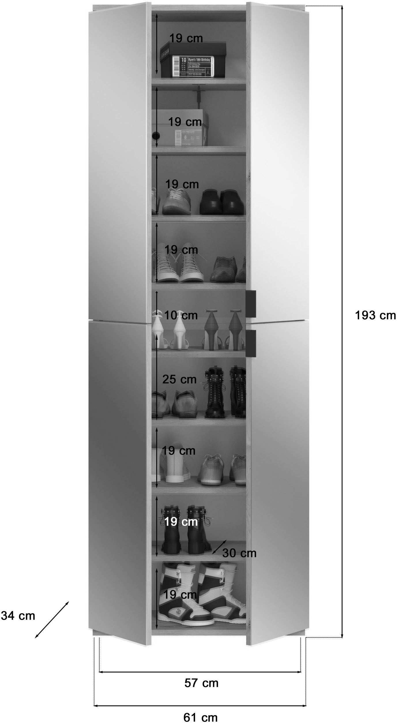 INOSIGN Garderoben-Set »Trondheim, Breite 152 cm, 5-teilig, bestehend aus:«, (Set, 4 St.), 2x Garderobenschrank, 1 Kommode, 1 Garderobenstange, 1 Ablageboden