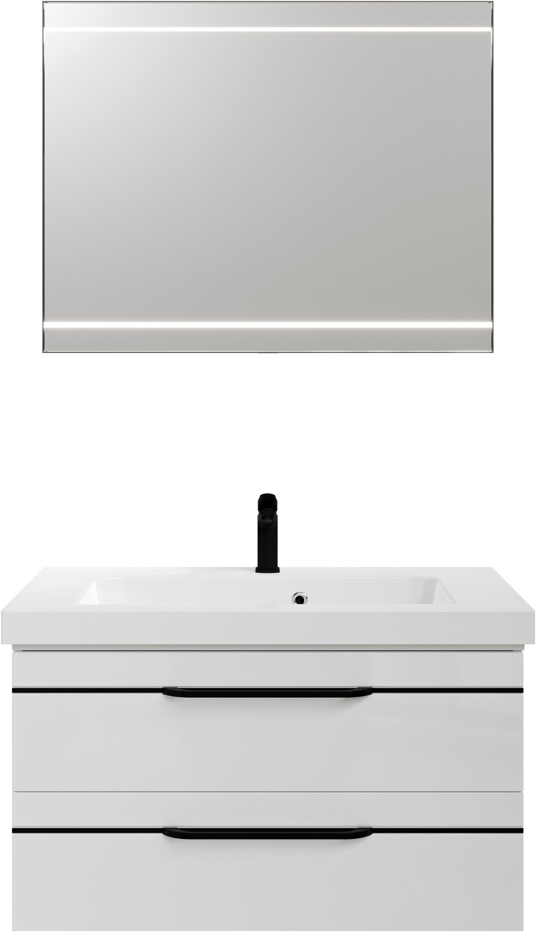 Saphir Badmöbel-Set "Balto 2-teilig Mineralmarmor-Waschtisch mit LED-Spiege günstig online kaufen