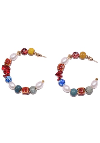 Paar Creolen »Perlohrstecker Regenbogen Schmuck Geschenk, Mehrfarbig«, mit Achat,...