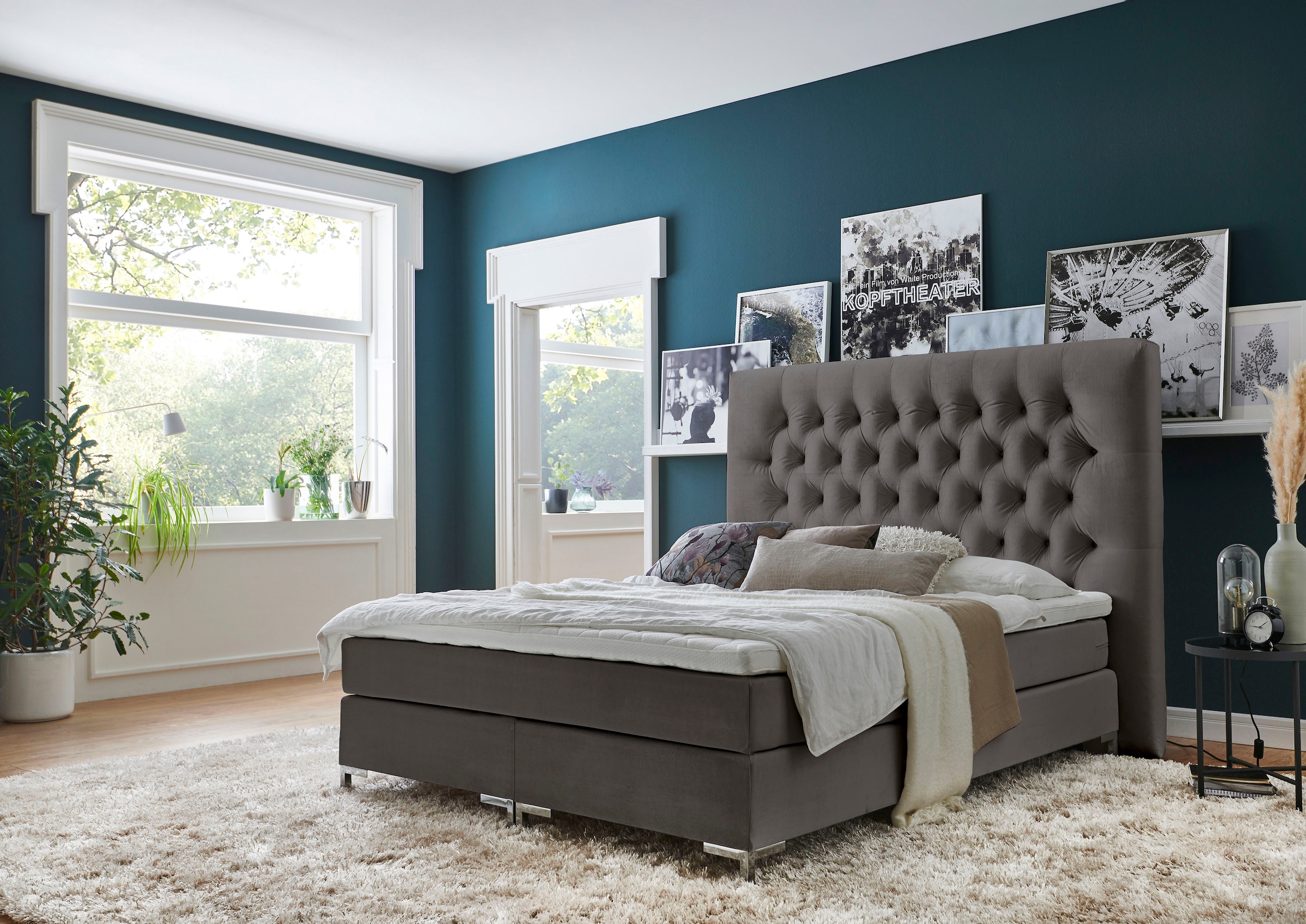 ATLANTIC home collection Boxspringbett »Ronja«, mit Topper und extra hohem Kopfteil