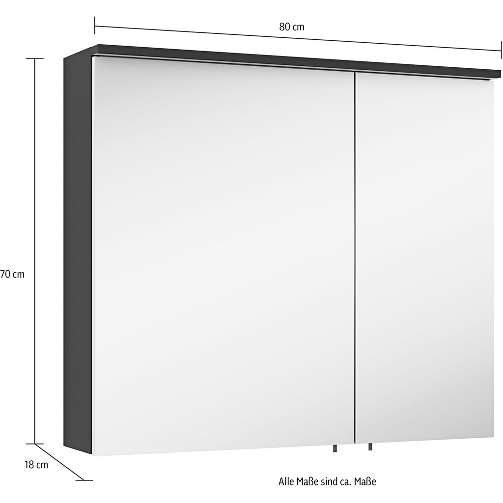 MARLIN Spiegelschrank »3510clarus«, 80 cm breit, Soft-Close-Funktion, inkl. Beleuchtung, vormontiert