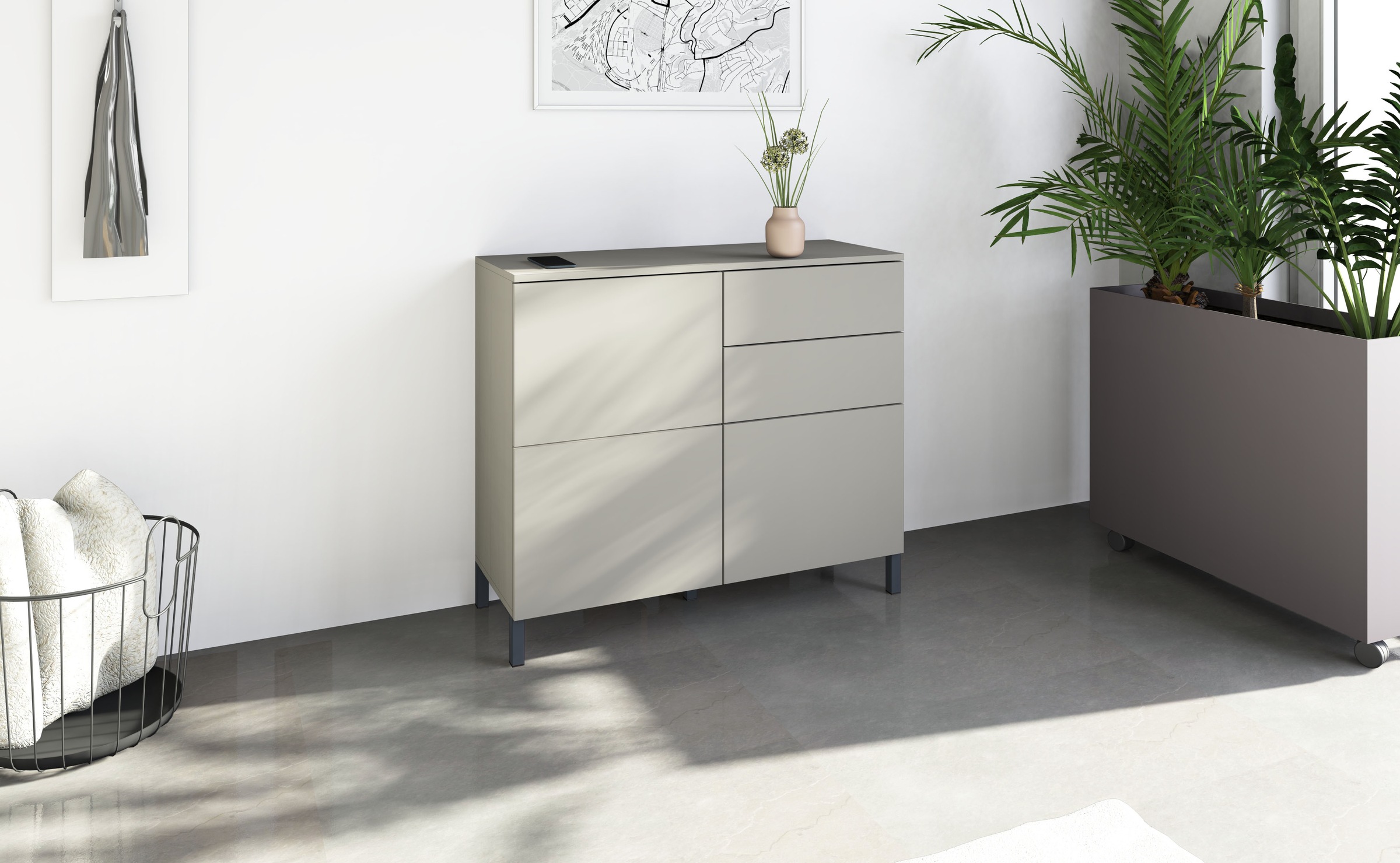 borchardt Möbel Kommode "Haama, Sideboard mit Metallfüßen, Push-to-open-Technik, Breite 93 cm" Push-To-Open, verstellbare Einlegeböden, viel Stauraum, Breite 93cm
