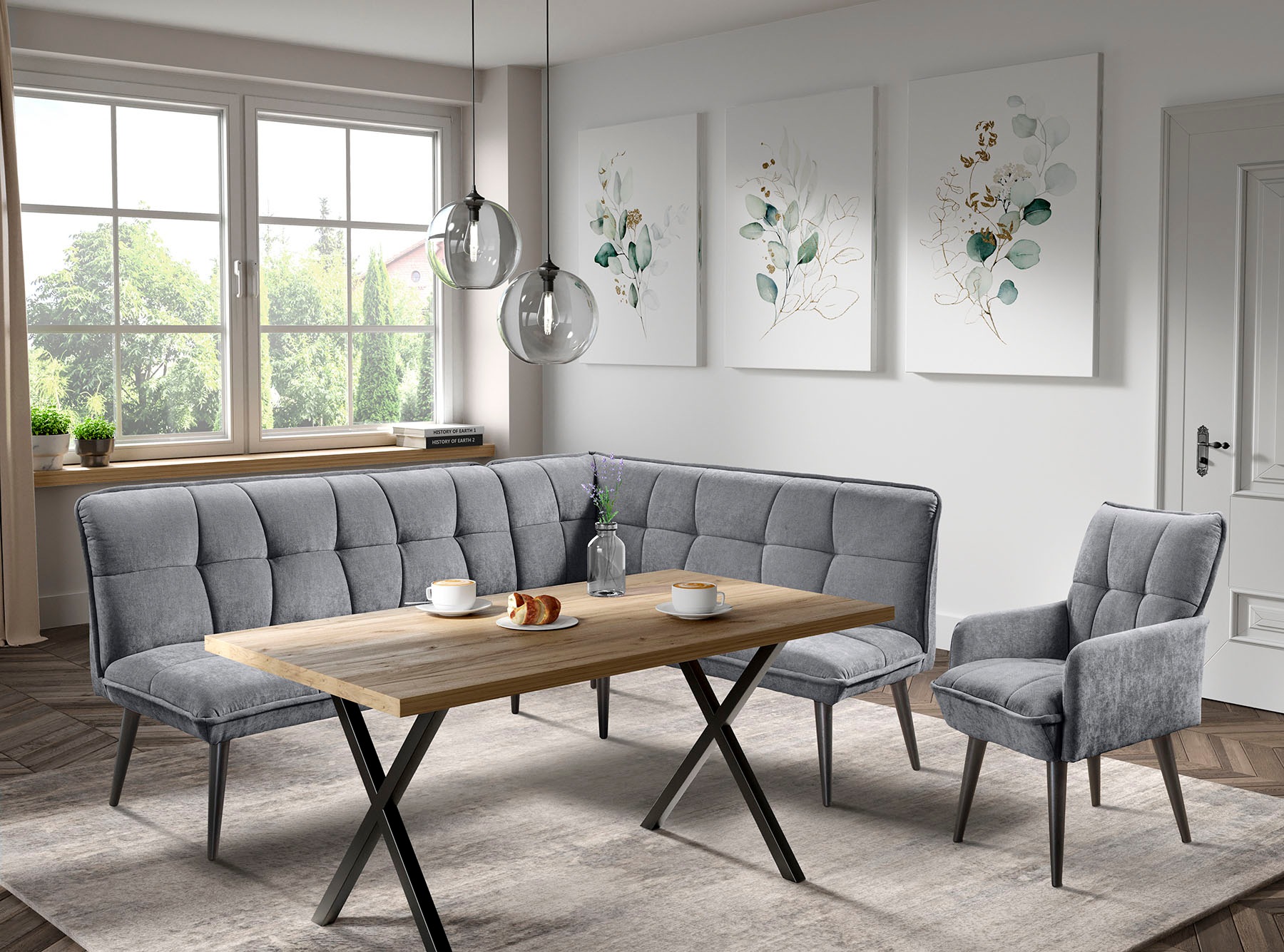 Eckbank, B:240cm H:94cm T:161cmanthrazit, EXXPO - SOFA FASHION, Esszimmer, Sitzbänke, "Mocca Essbank, Sitzbank", hoher Sitzkomfort, bequem und