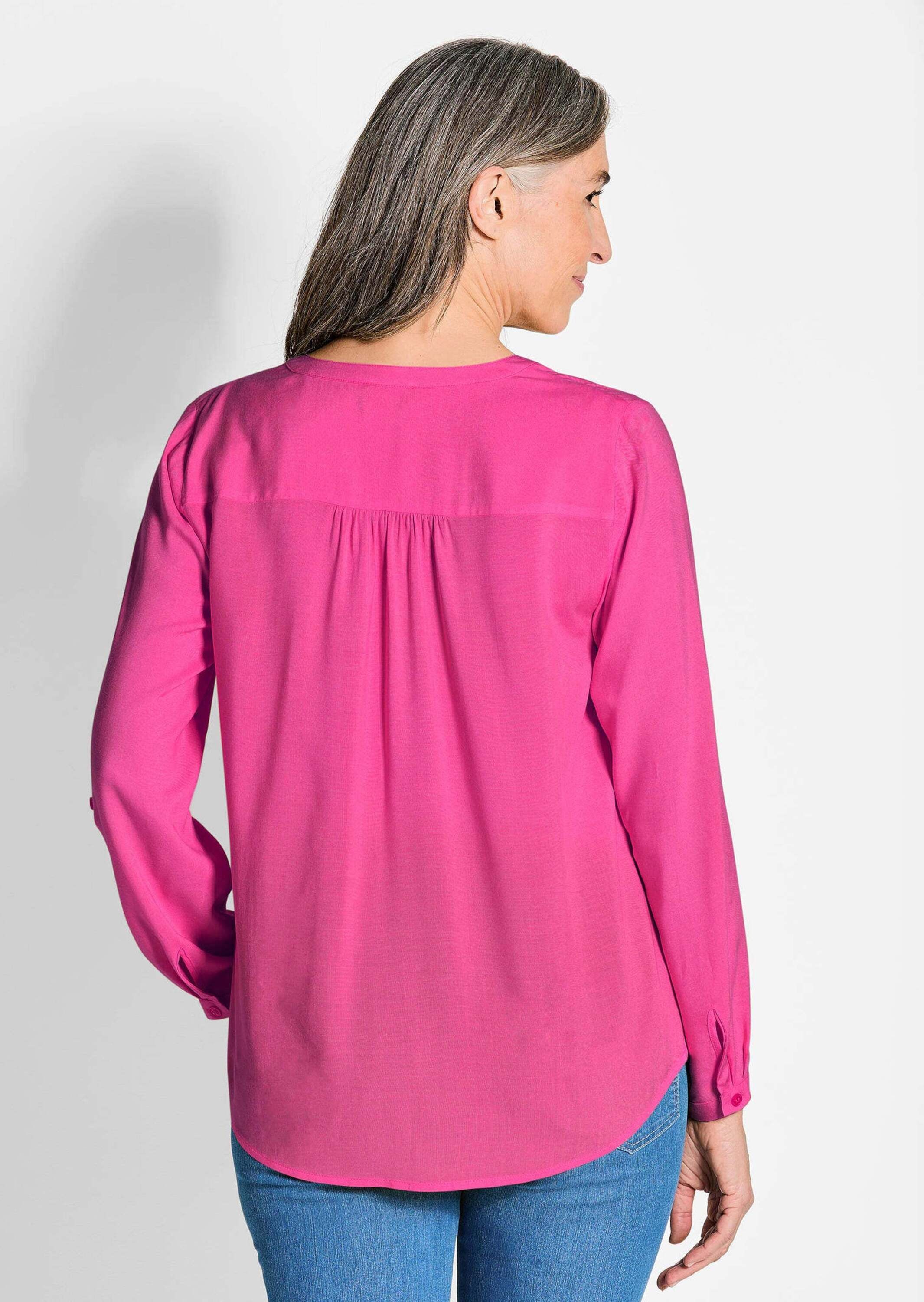 GOLDNER Schlupfbluse »Langarm Businessbluse mit V-Ausschnitt«
