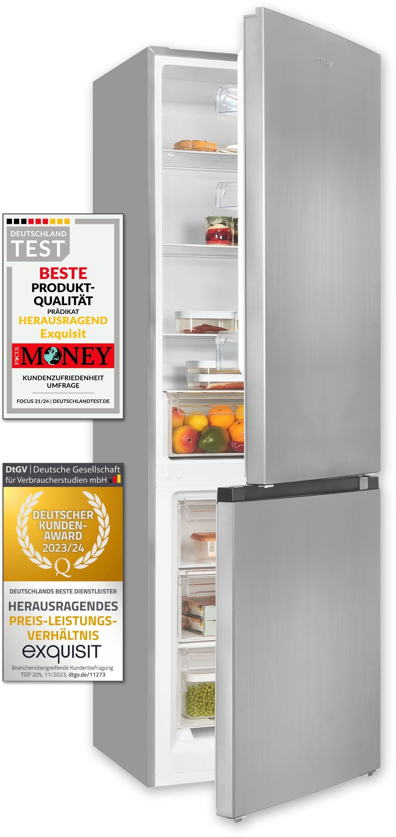 exquisit Kühl-/Gefrierkombination "KGC320-95-E-040C" 185,8 cm hoch 60 cm br günstig online kaufen