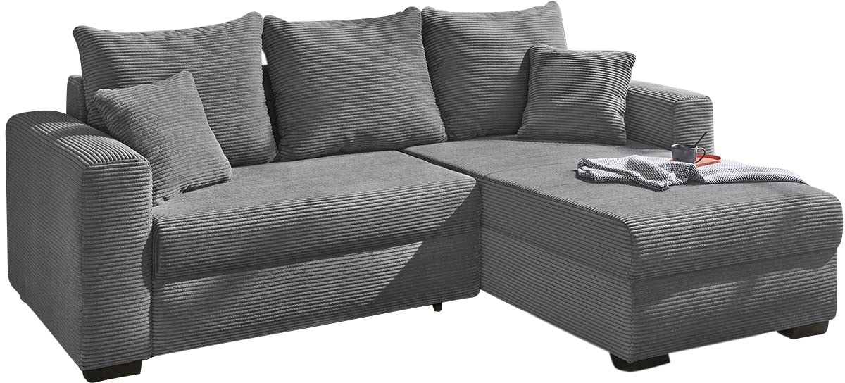 Jockenhöfer Gruppe Ecksofa "Ecksofa Elmau, Größe Ottomane: L, B:235cm" mit Schlaffunktion, Bettkasten & 2 Zierkissen