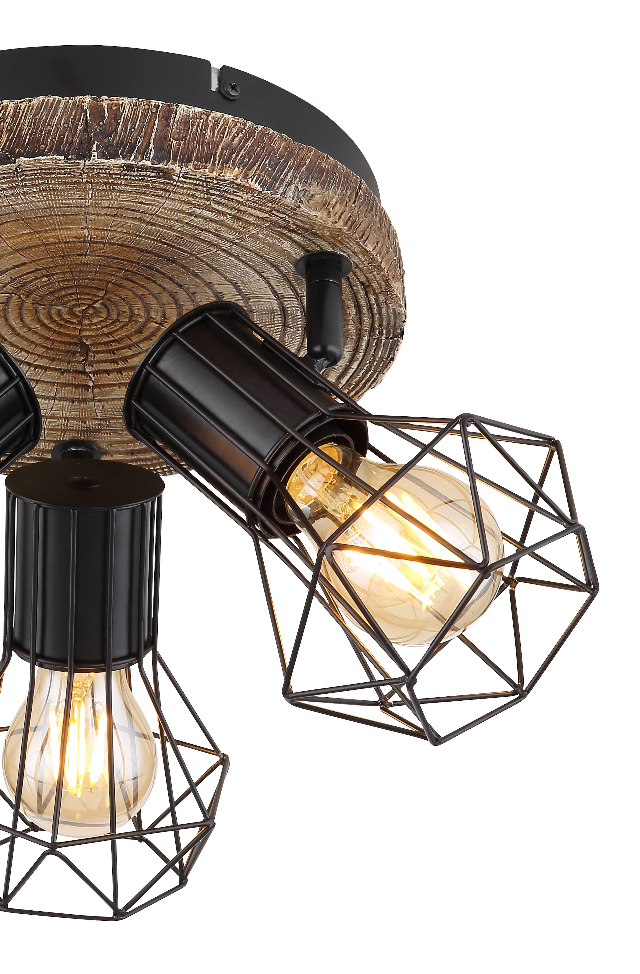 GLOBO LIGHTING Deckenstrahler »PRISKA«, Leuchtmittel E27 | ohne Leuchtmittel, Deckenstrahler/schwarz/holzoptik/Flur/Wohnzimmer